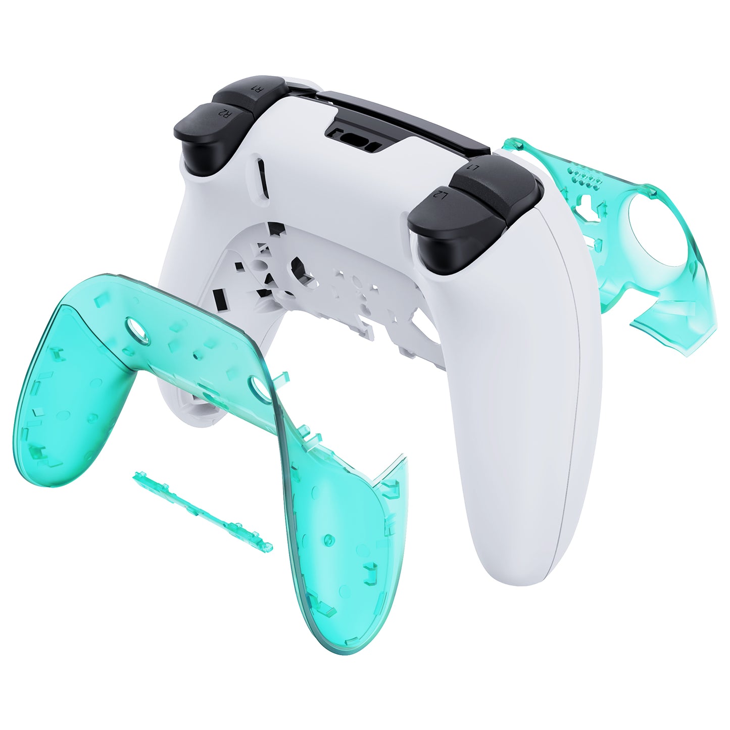 eXtremeRate Replacement Top Bottom Decorative Trim Shell Compatible with PS5 Edge Controller - Emerald Green