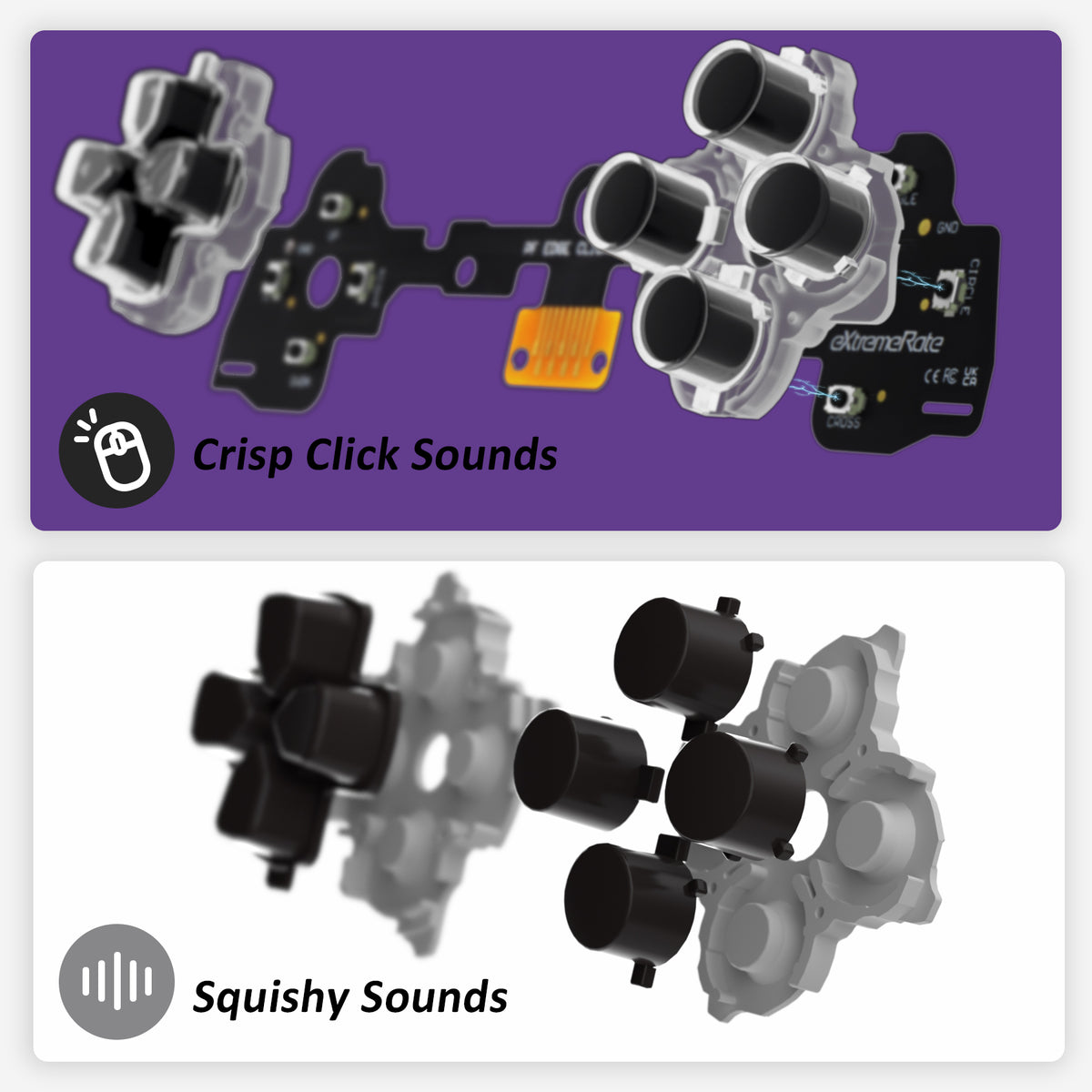 Mouse Click Ps4 Controller eXtremeRate Face Buttons Clicky Kit for PS5 Edge Controller, Custom ...
