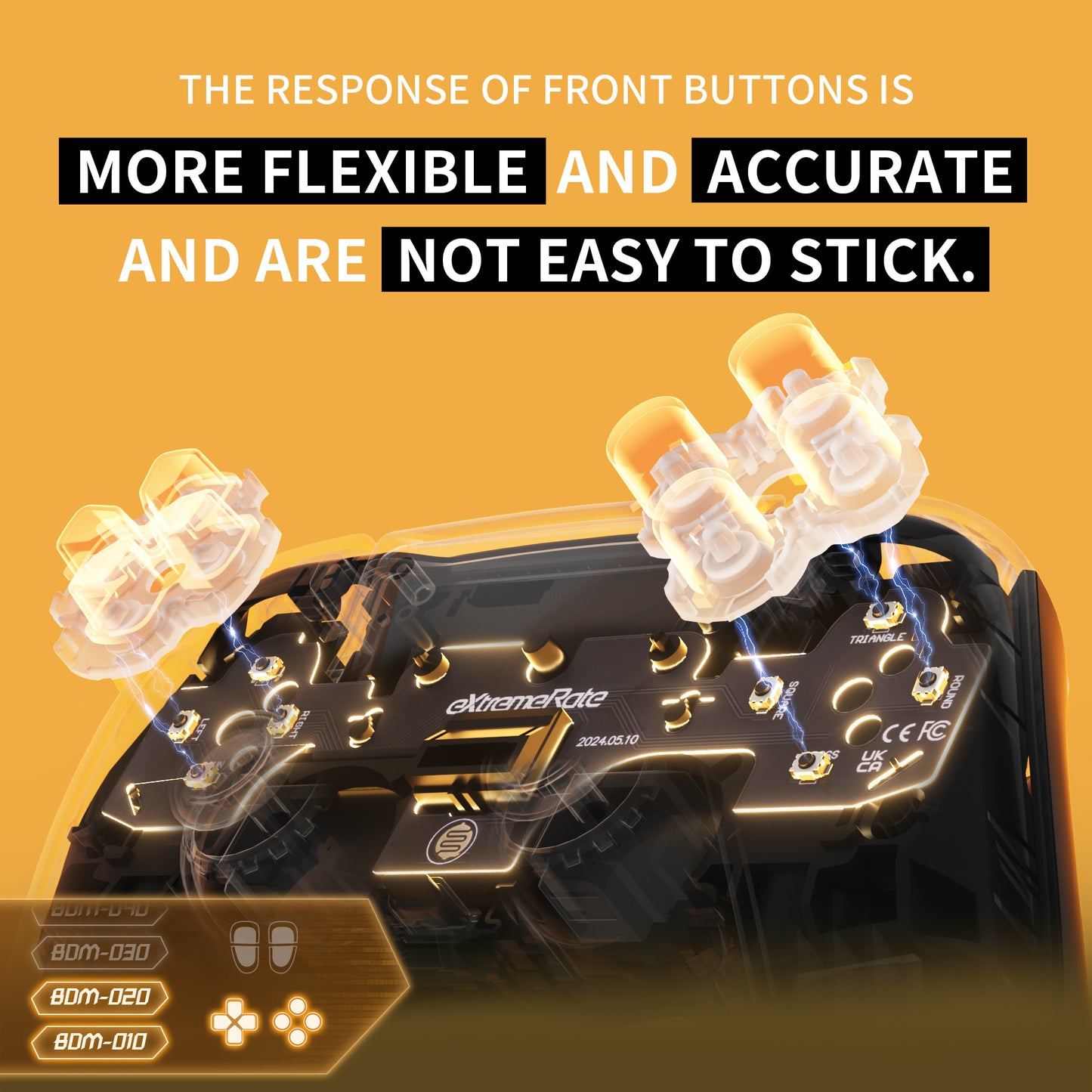 eXtremeRate Face Clicky Kit for PS5 Controller BDM-010 & BDM-020, Custom Hard Silicone Tactile Switch Dpad Action Buttons for PS5 Controller