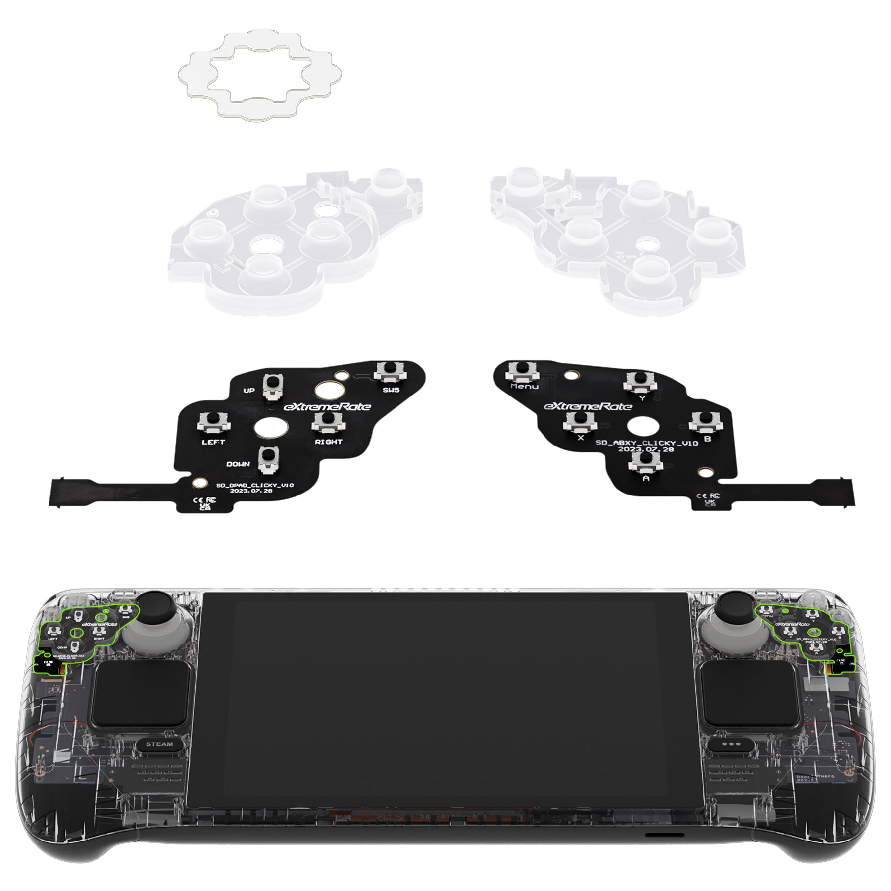 eXtremeRate Face Clicky Kit for Steam Deck Handheld Console, Custom Dpad  View A B X Y Menu Keys Face Buttons Mouse Clicky Kit for Steam Deck Console  - WITHOUT Console – eXtremeRate Retail