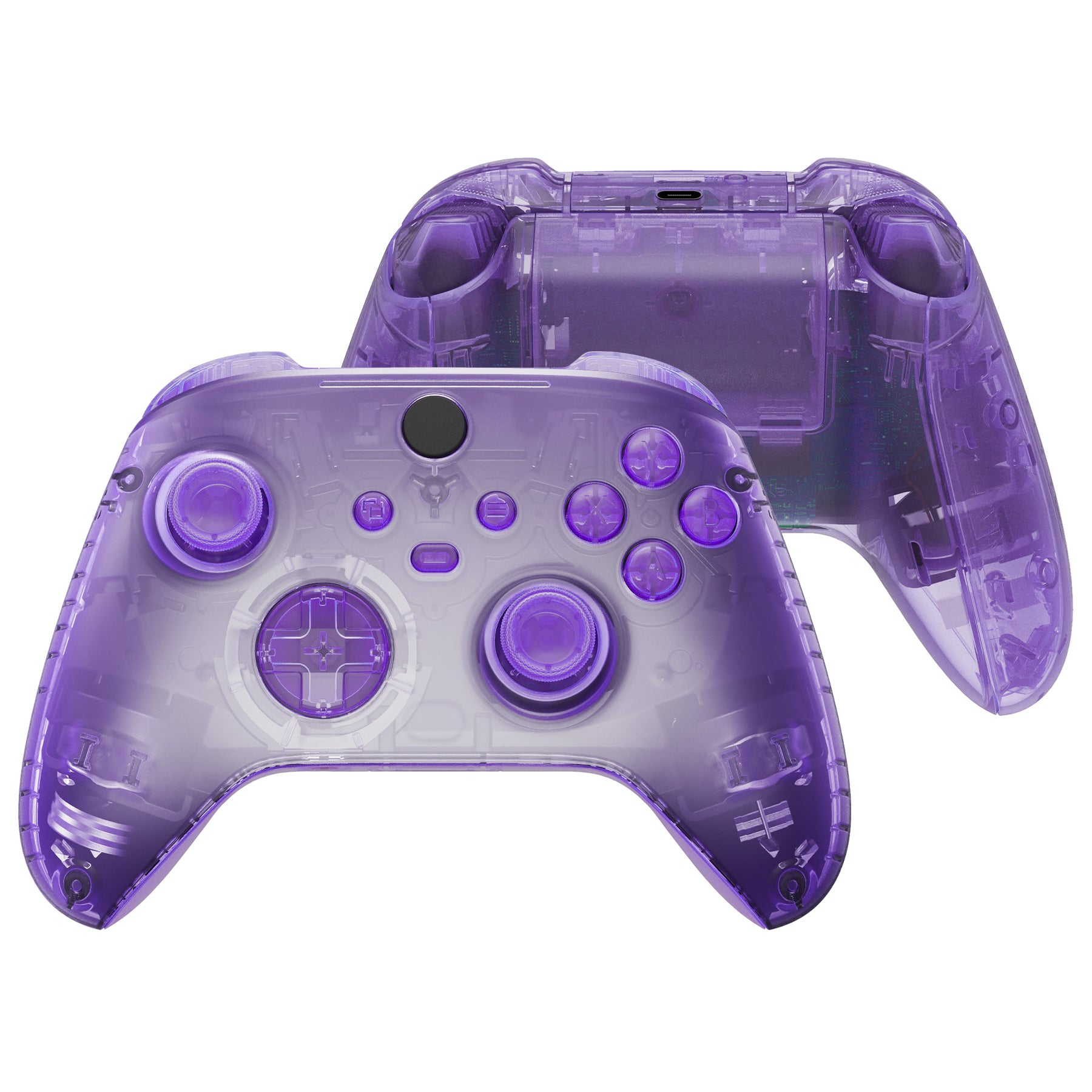 eXtremeRate Clear Atomic Purple Controller Full Set Housing Shell 