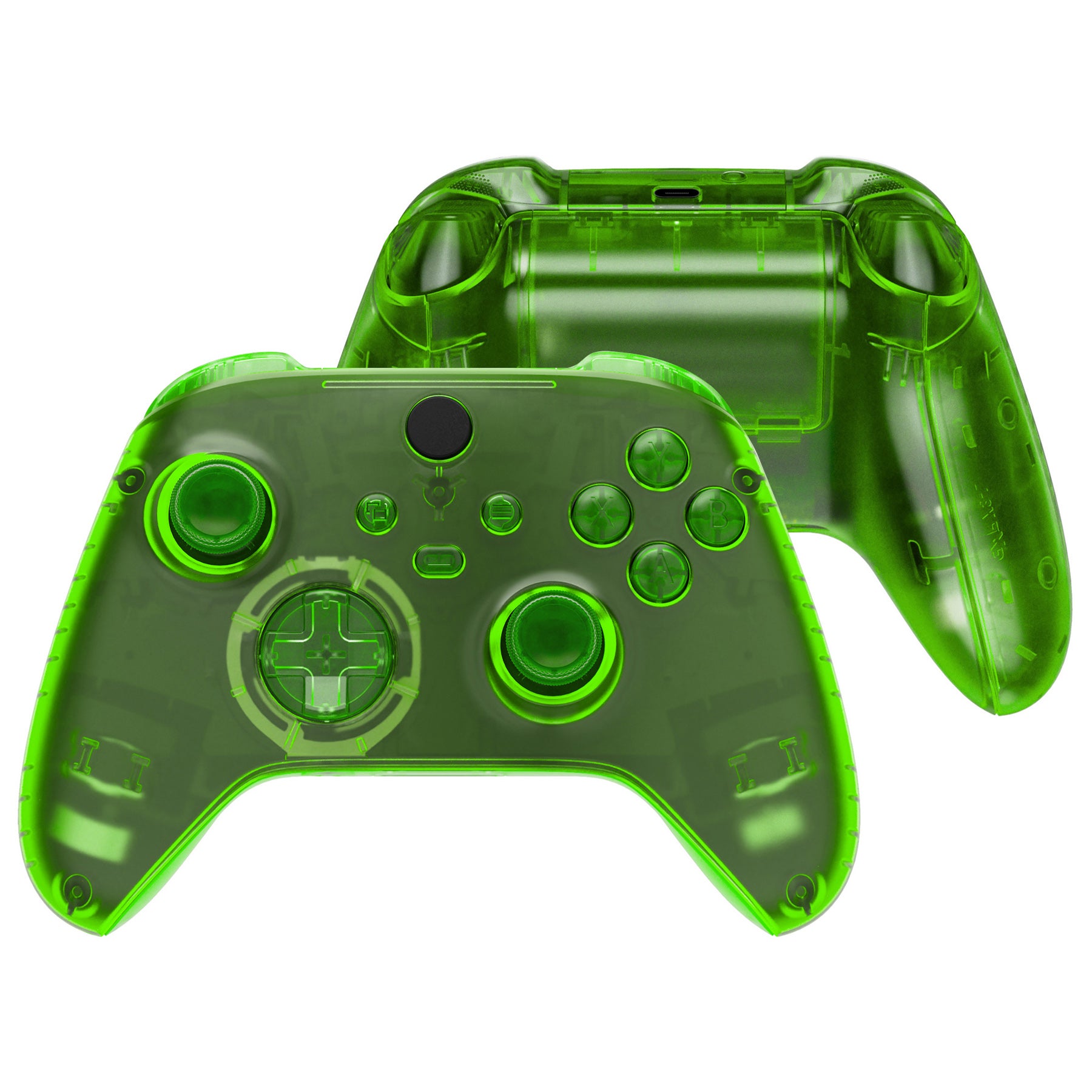 eXtremeRate Transparent Green Controller Full Set Housing Shell Case w ...