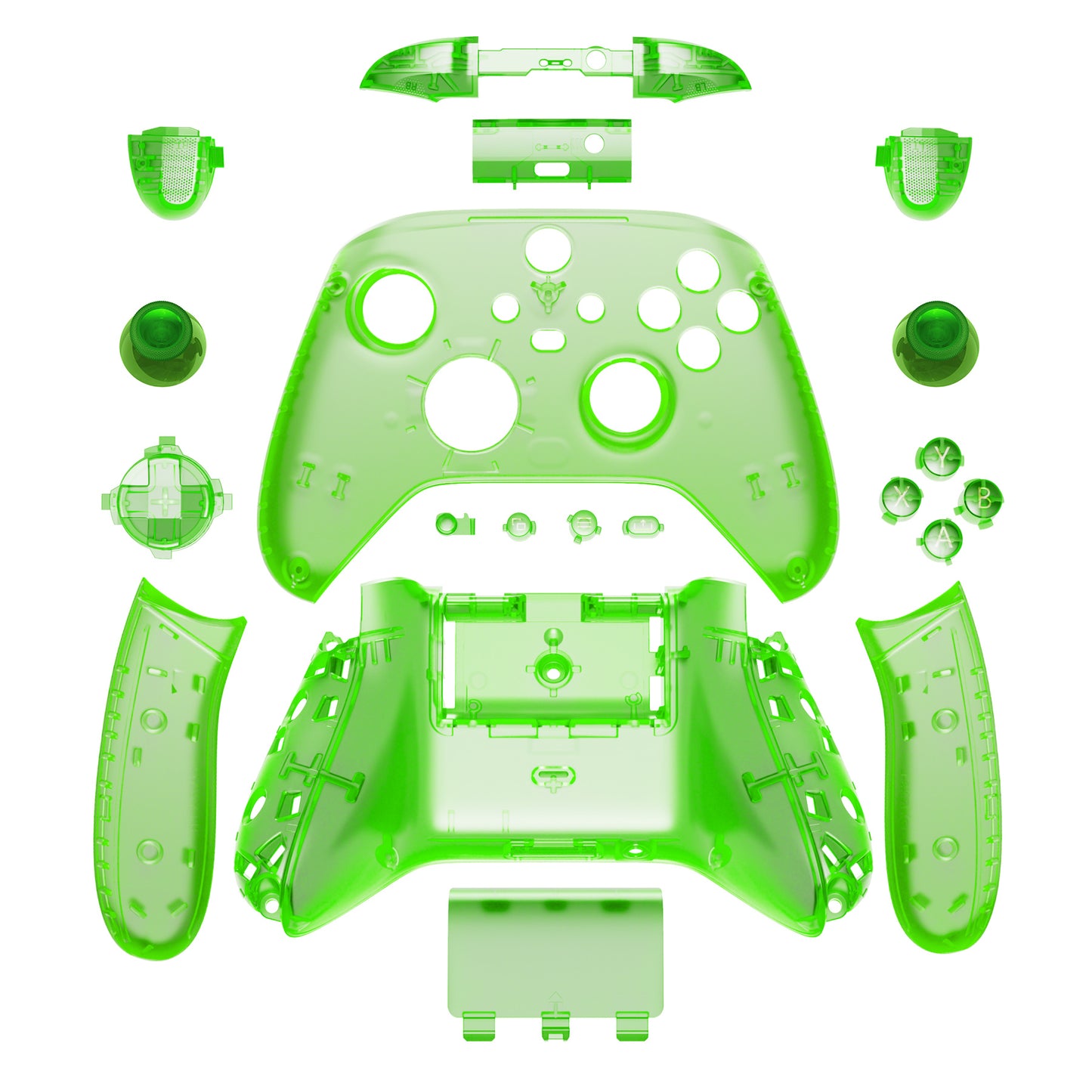 eXtremeRate Full Set Housing Shell Case with Buttons for Xbox Series X & S Controller - Transparent Green eXtremeRate