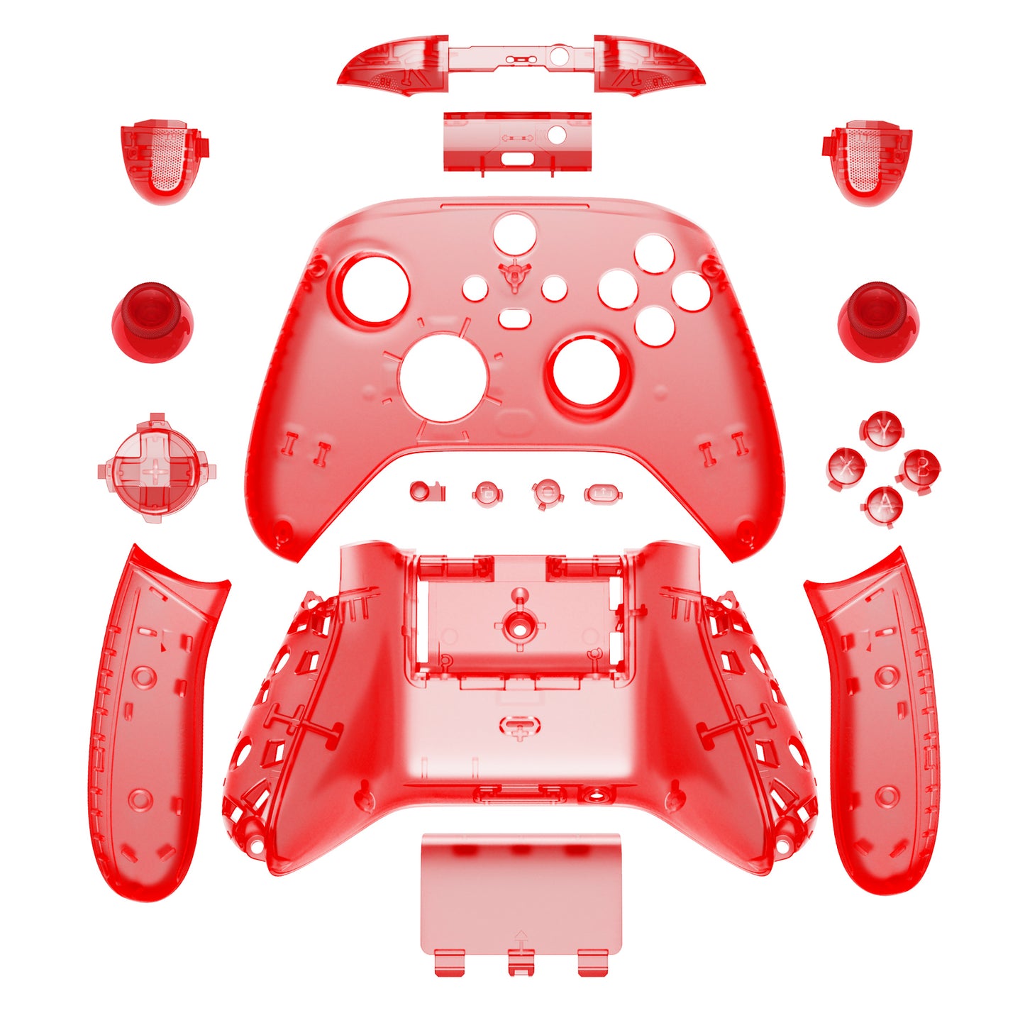 eXtremeRate Full Set Housing Shell Case with Buttons for Xbox Series X & S Controller - Transparent Red eXtremeRate