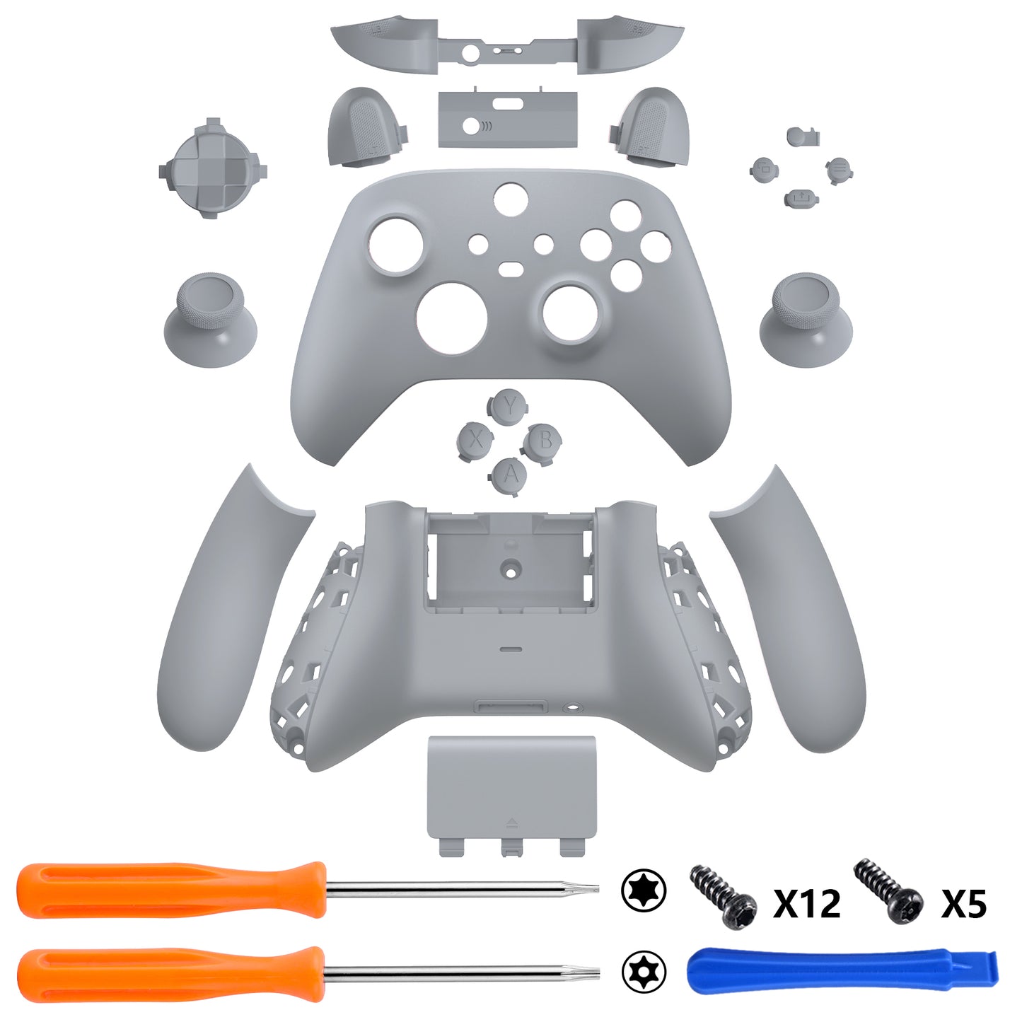 eXtremeRate Full Set Housing Shell Case with Buttons for Xbox Series X & S Controller - New Hope Gray