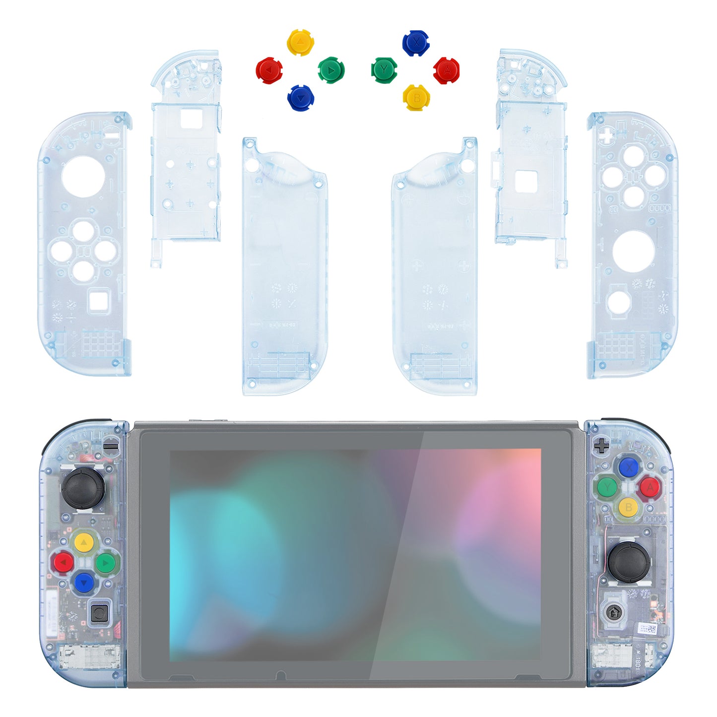 eXtremeRate Replacement Full Set Shell Case with Buttons for Joycon of NS Switch - Glacier Blue