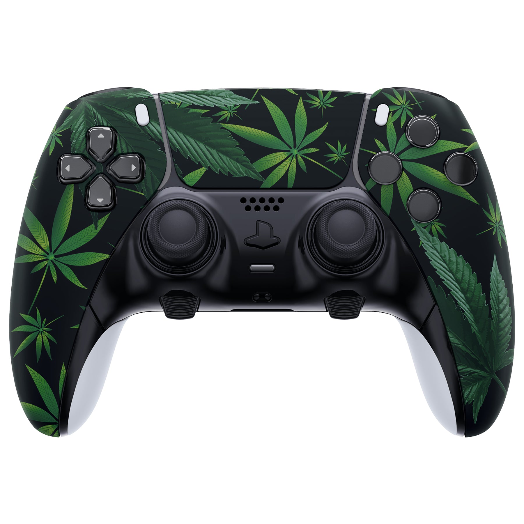 eXtremeRate Replacement Left Right Front Housing Shell with Touchpad Compatible with PS5 Edge Controller - Green Weeds eXtremeRate