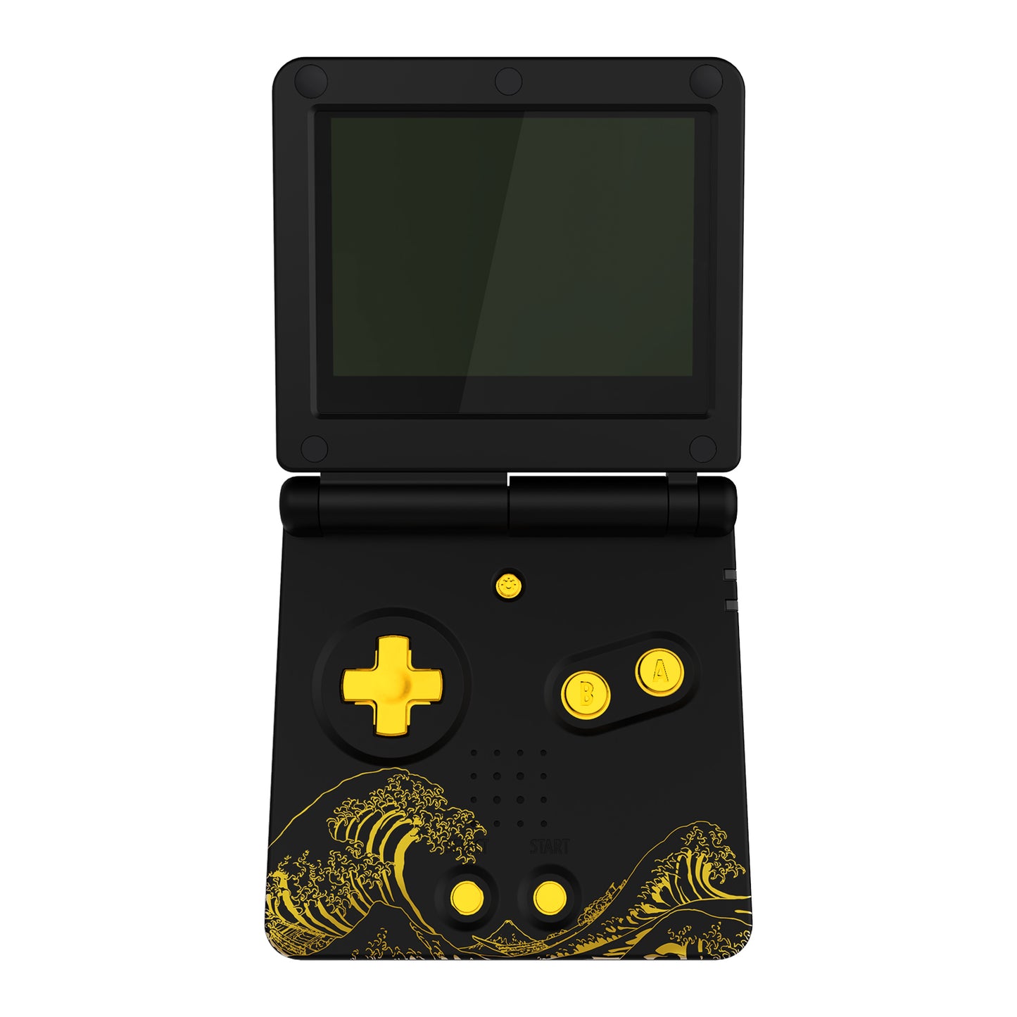 eXtremeRate IPS Ready Upgraded Replacement Full Set Shells with Buttons for Gameboy Advance SP GBA SP, Compatible with Both IPS & Standard LCD - The Great GOLDEN Wave Off Kanagawa - Black