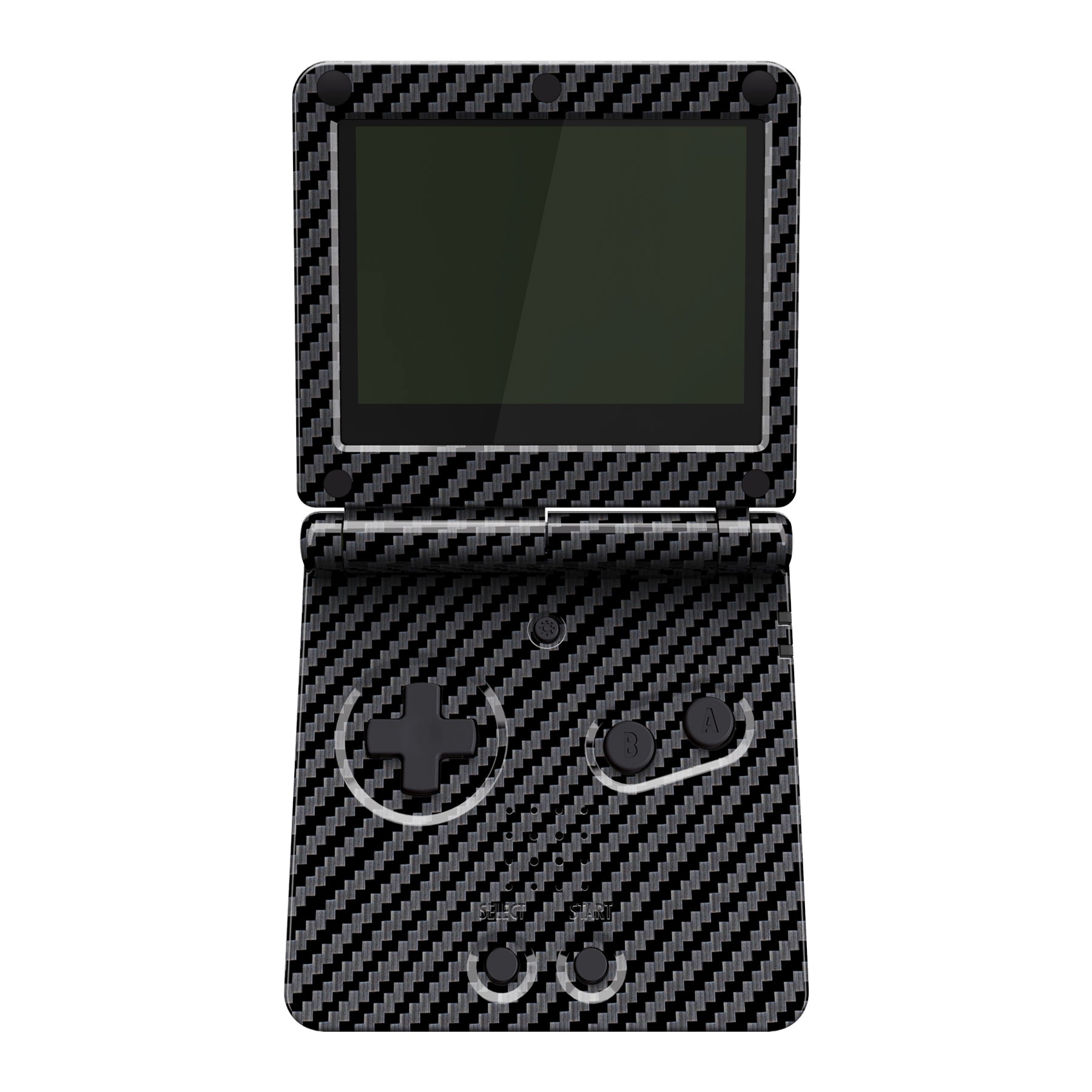 eXtremeRate IPS Ready Upgraded Replacement Full Set Shells with Buttons for Gameboy Advance SP GBA SP, Compatible with Both IPS & Standard LCD - Graphite Carbon Fiber eXtremeRate
