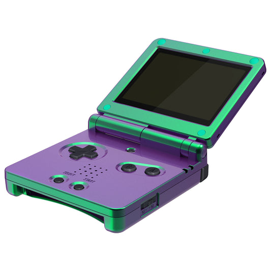 eXtremeRate IPS Ready Upgraded Replacement Full Set Shells with Buttons for Gameboy Advance SP GBA SP, Compatible with Both IPS & Standard LCD - Chameleon Green Purple