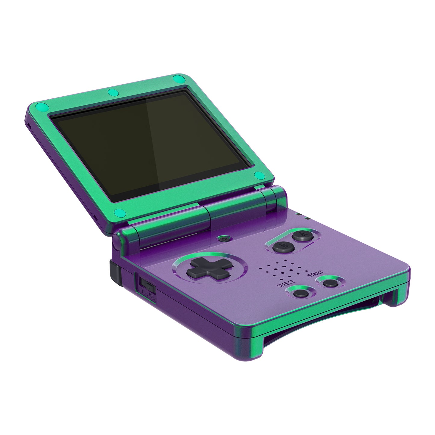 eXtremeRate IPS Ready Upgraded Replacement Full Set Shells with Buttons for Gameboy Advance SP GBA SP, Compatible with Both IPS & Standard LCD - Chameleon Green Purple