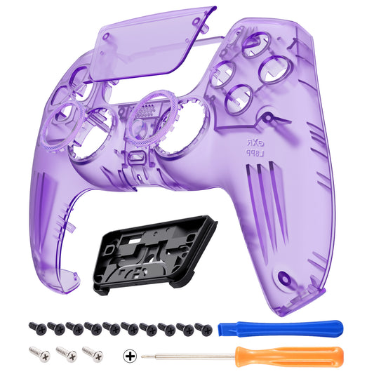 eXtremeRate LUNA Redesigned Replacement Front Shell with Touchpad Compatible with PS5 Controller BDM-010/020/030/040 - Clear Atomic Purple eXtremeRate