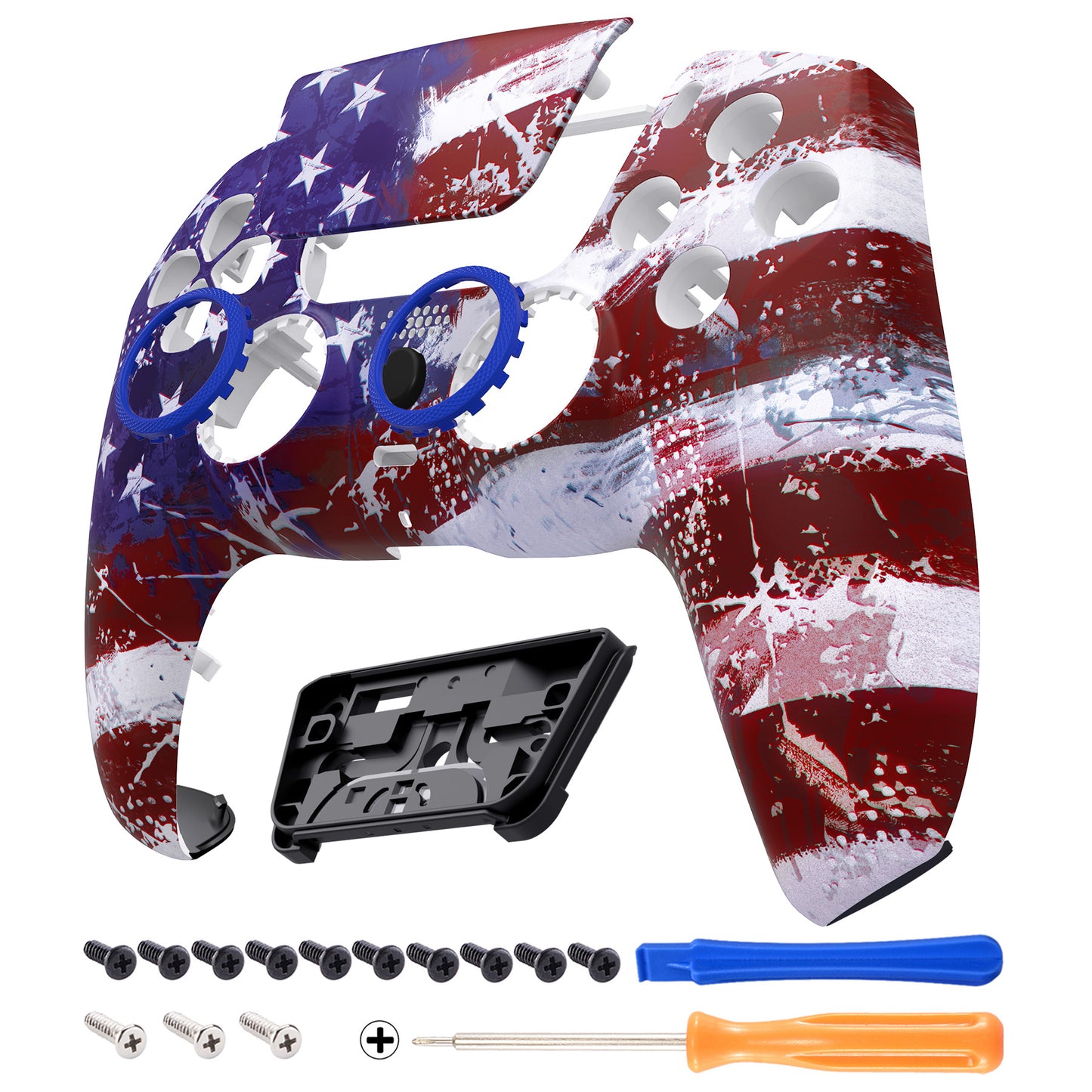 eXtremeRate LUNA Redesigned Replacement Front Shell with Touchpad Compatible with PS5 Controller BDM-010/020/030/040/050 - Impression US Flag