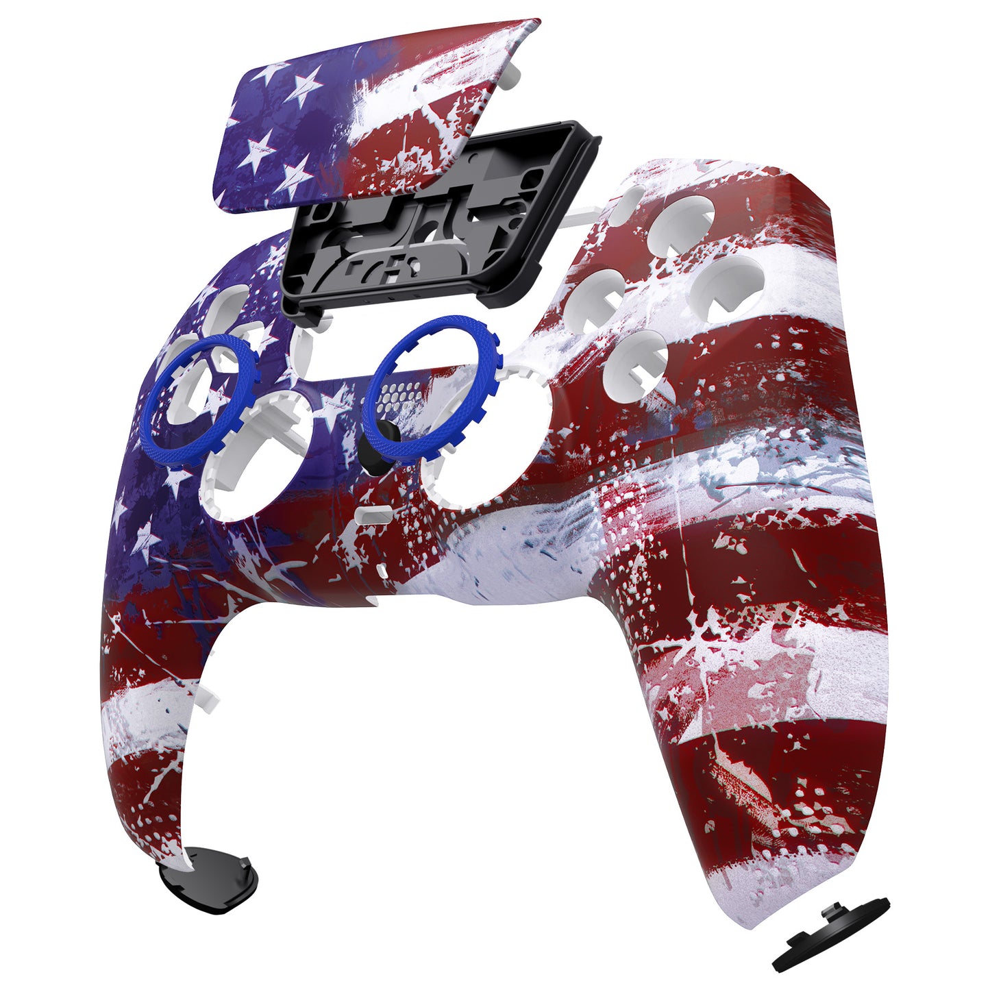 eXtremeRate LUNA Redesigned Replacement Front Shell with Touchpad Compatible with PS5 Controller BDM-010/020/030/040/050 - Impression US Flag