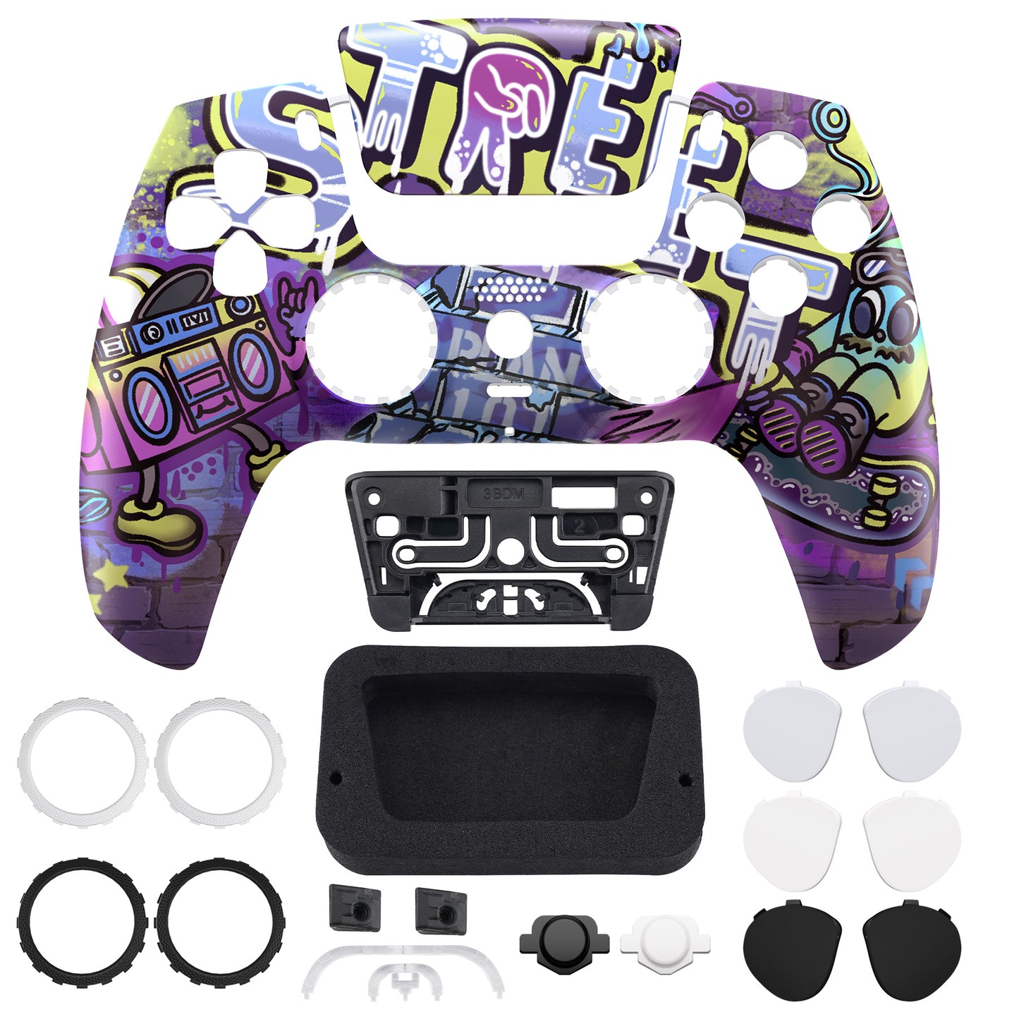 eXtremeRate LUNA Redesigned Replacement Front Shell with Touchpad Compatible with PS5 Controller BDM-010/020/030/040/050 - Street Art