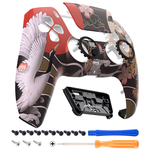 eXtremeRate LUNA Redesigned Replacement Front Shell with Touchpad Compatible with PS5 Controller BDM-010/020/030/040/050 - Tiger & Crane