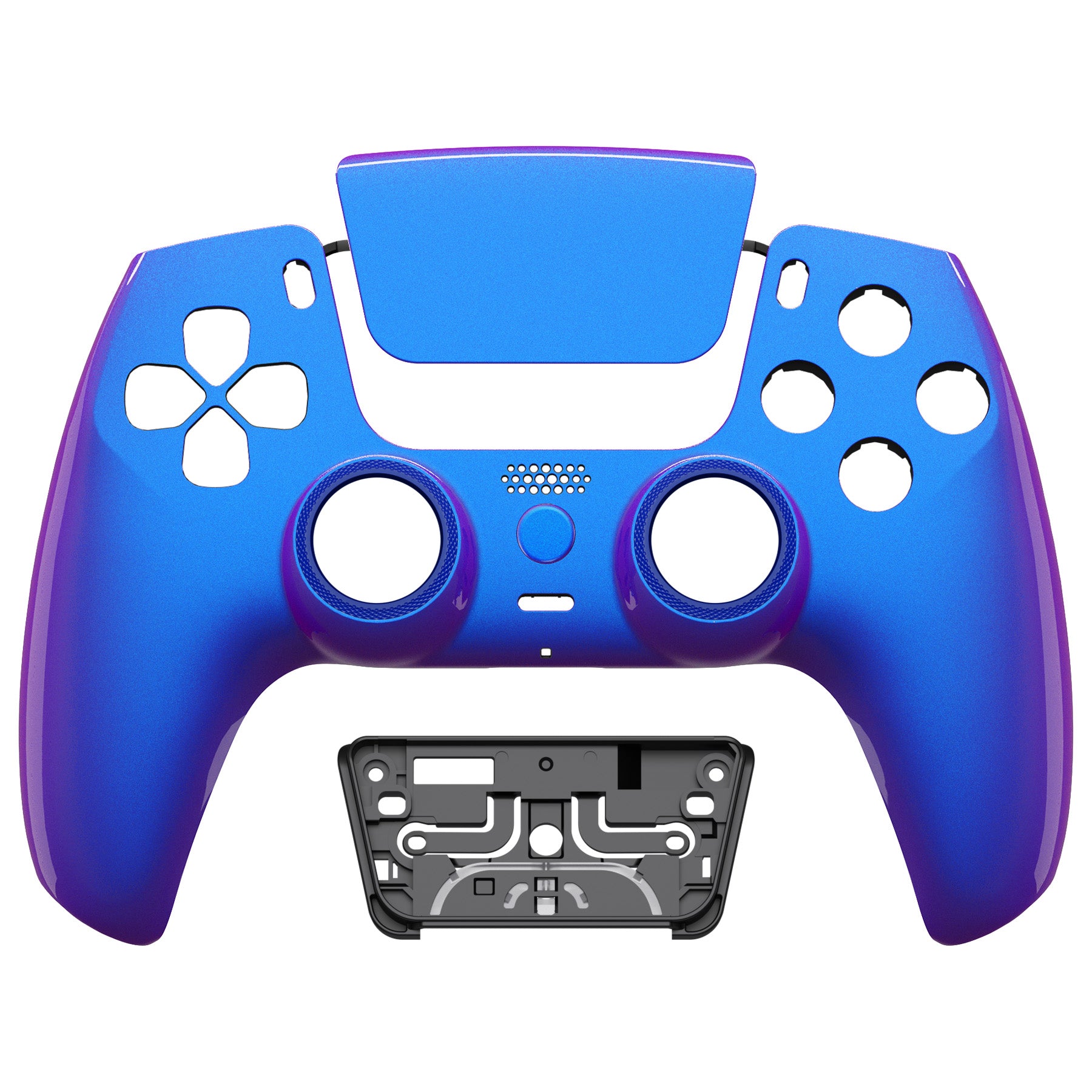 eXtremeRate LUNA Redesigned Replacement Front Shell with Touchpad  Compatible with PS5 Controller BDM-010/020/030/040 - Chameleon Purple Blue