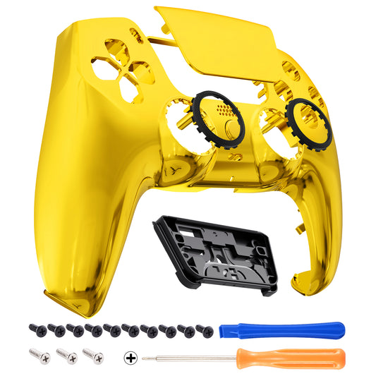 eXtremeRate LUNA Redesigned Replacement Front Shell with Touchpad Compatible with PS5 Controller BDM-010/020/030/040 - Chrome Gold eXtremeRate