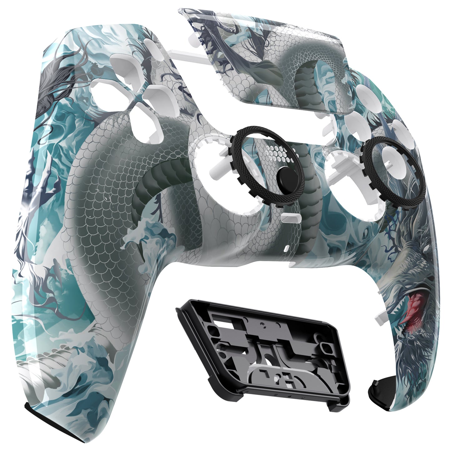 eXtremeRate LUNA Redesigned Replacement Front Shell with Touchpad Compatible with PS5 Controller BDM-010/020/030/040/050 - Jade Dragon - Cloud Dominator