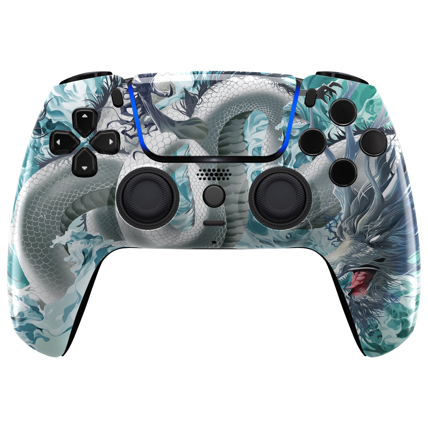 eXtremeRate LUNA Redesigned Replacement Front Shell with Touchpad Compatible with PS5 Controller BDM-010/020/030/040/050 - Jade Dragon - Cloud Dominator