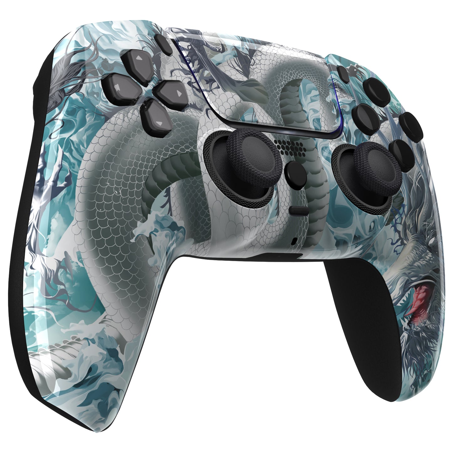 eXtremeRate LUNA Redesigned Replacement Front Shell with Touchpad Compatible with PS5 Controller BDM-010/020/030/040/050 - Jade Dragon - Cloud Dominator