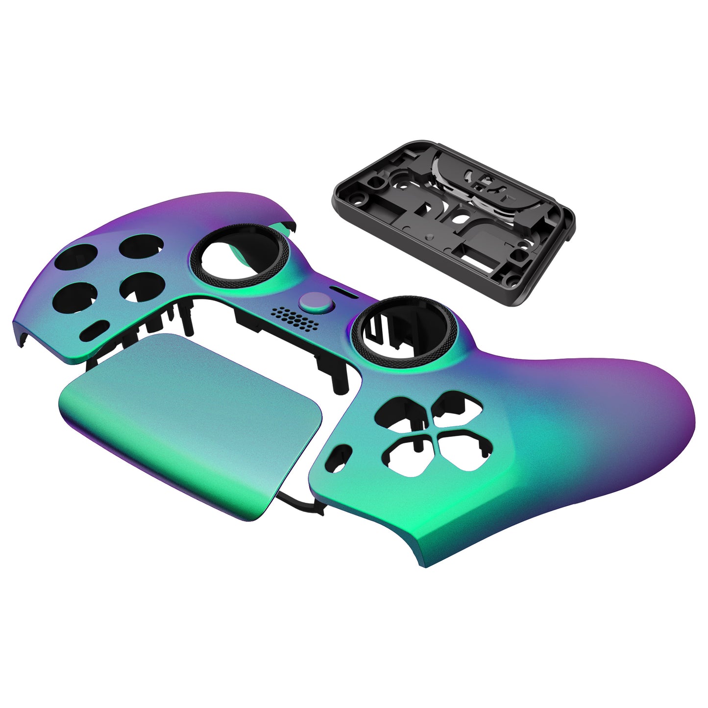 eXtremeRate LUNA Redesigned Replacement Front Shell with Touchpad Compatible with PS5 Controller BDM-010/020/030/040 - Chameleon Green Purple eXtremeRate