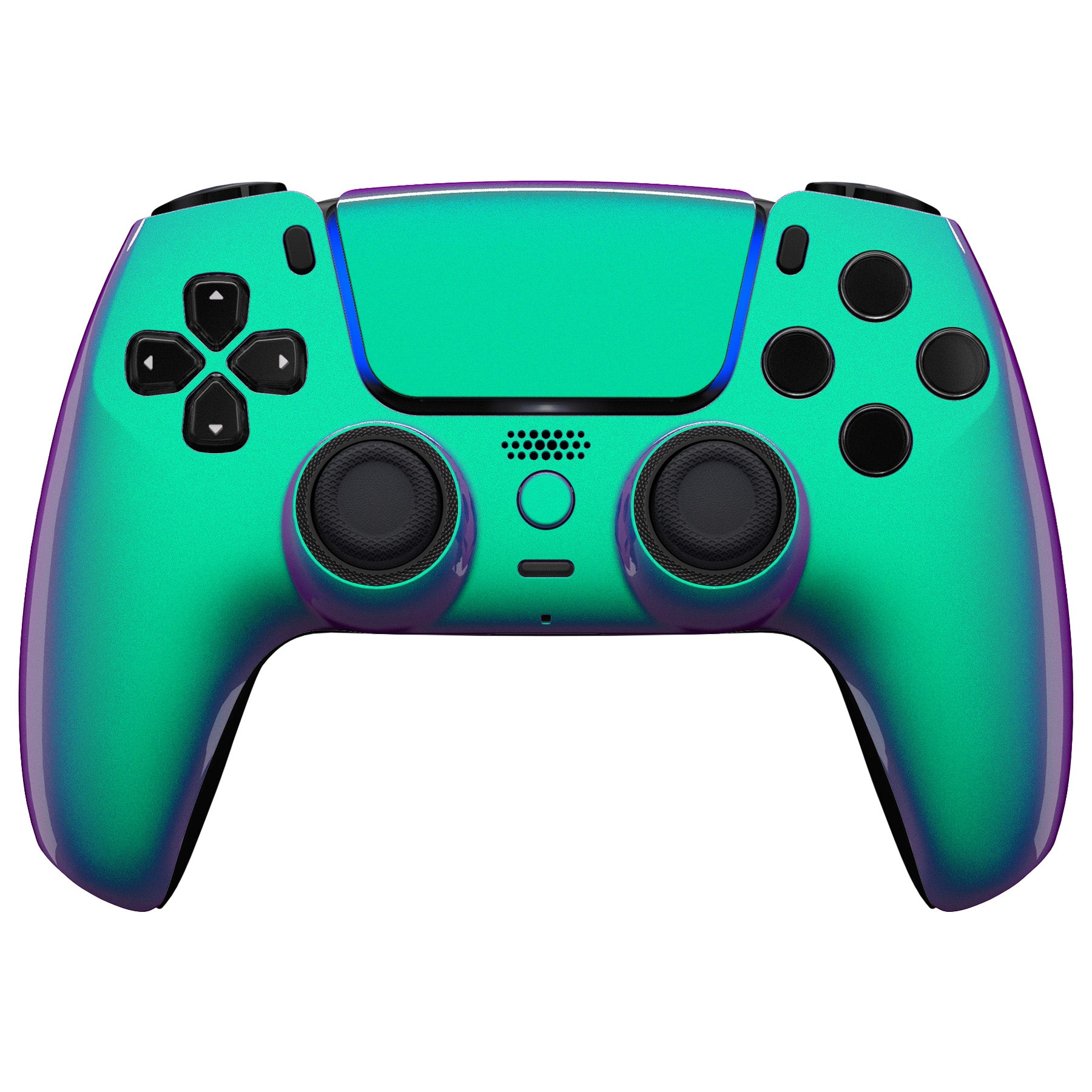 eXtremeRate LUNA Redesigned Replacement Front Shell with Touchpad Compatible with PS5 Controller BDM-010/020/030/040 - Chameleon Green Purple eXtremeRate