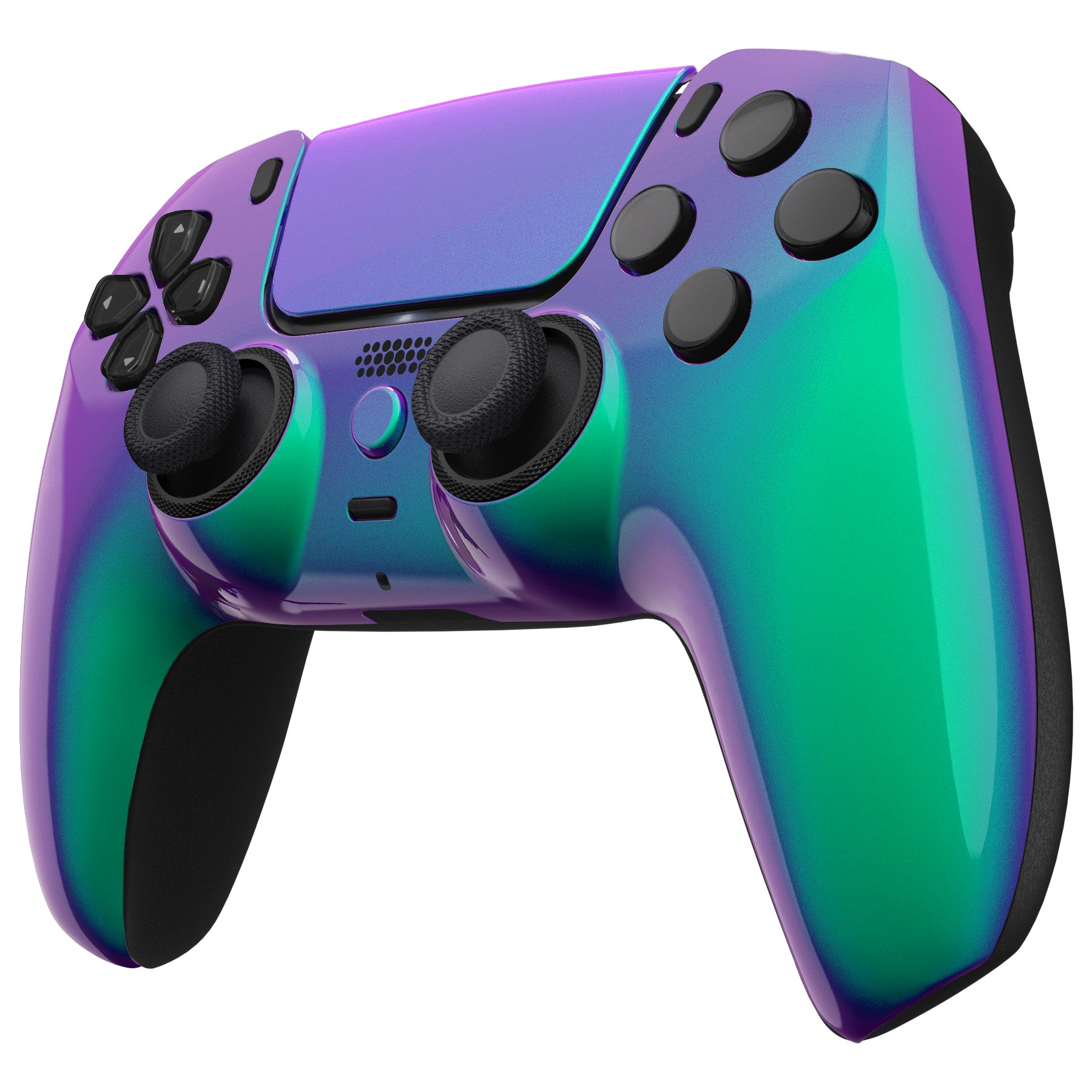 eXtremeRate LUNA Redesigned Replacement Front Shell with Touchpad Compatible with PS5 Controller BDM-010/020/030/040 - Chameleon Green Purple eXtremeRate