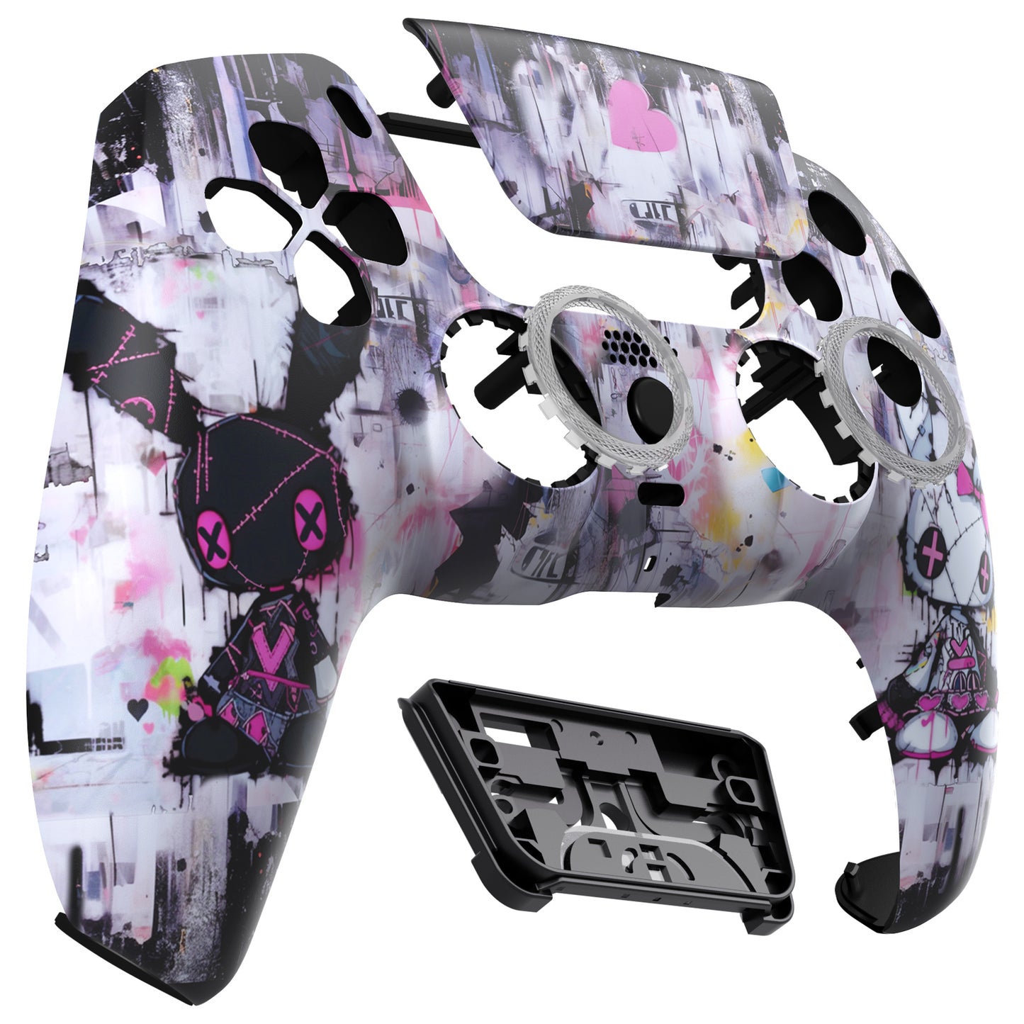 eXtremeRate LUNA Redesigned Replacement Front Shell with Touchpad Compatible with PS5 Controller BDM-010/020/030/040/050 - Lovely Punky Bunny