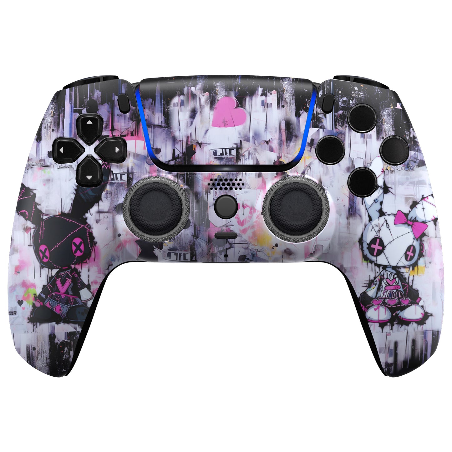 eXtremeRate LUNA Redesigned Replacement Front Shell with Touchpad Compatible with PS5 Controller BDM-010/020/030/040/050 - Lovely Punky Bunny