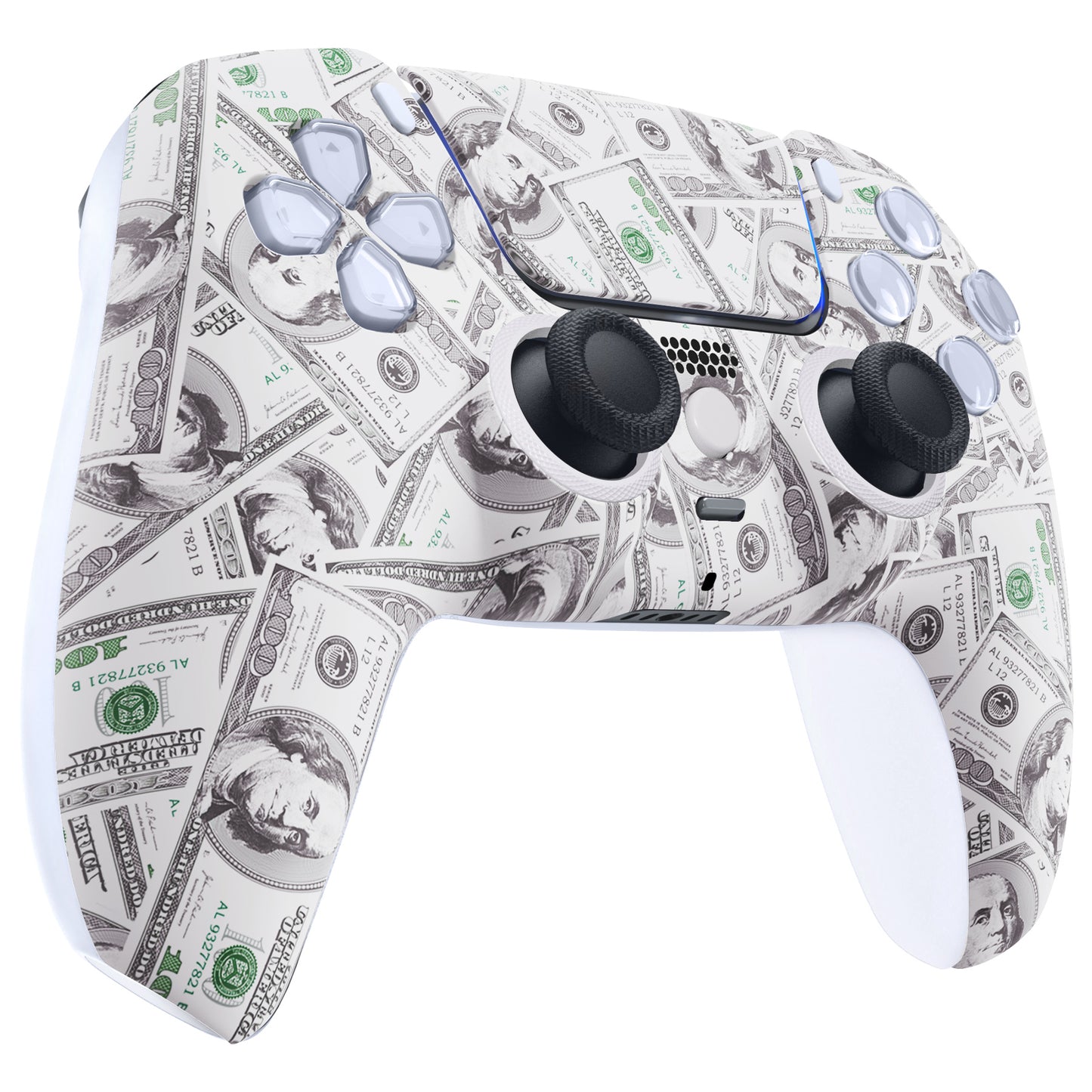 eXtremeRate LUNA Redesigned Replacement Front Shell with Touchpad Compatible with PS5 Controller BDM-010/020/030/040 - The $100 Cash Money eXtremeRate