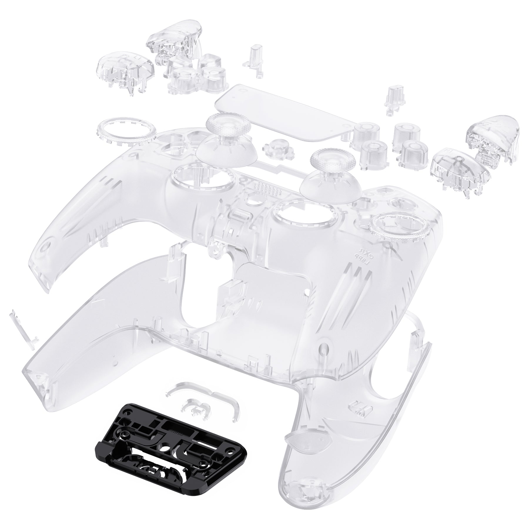 eXtremeRate LUNA Redesigned Replacement Full Set Shells with Buttons Compatible with PS5 Controller BDM-030/040 - Clear eXtremeRate