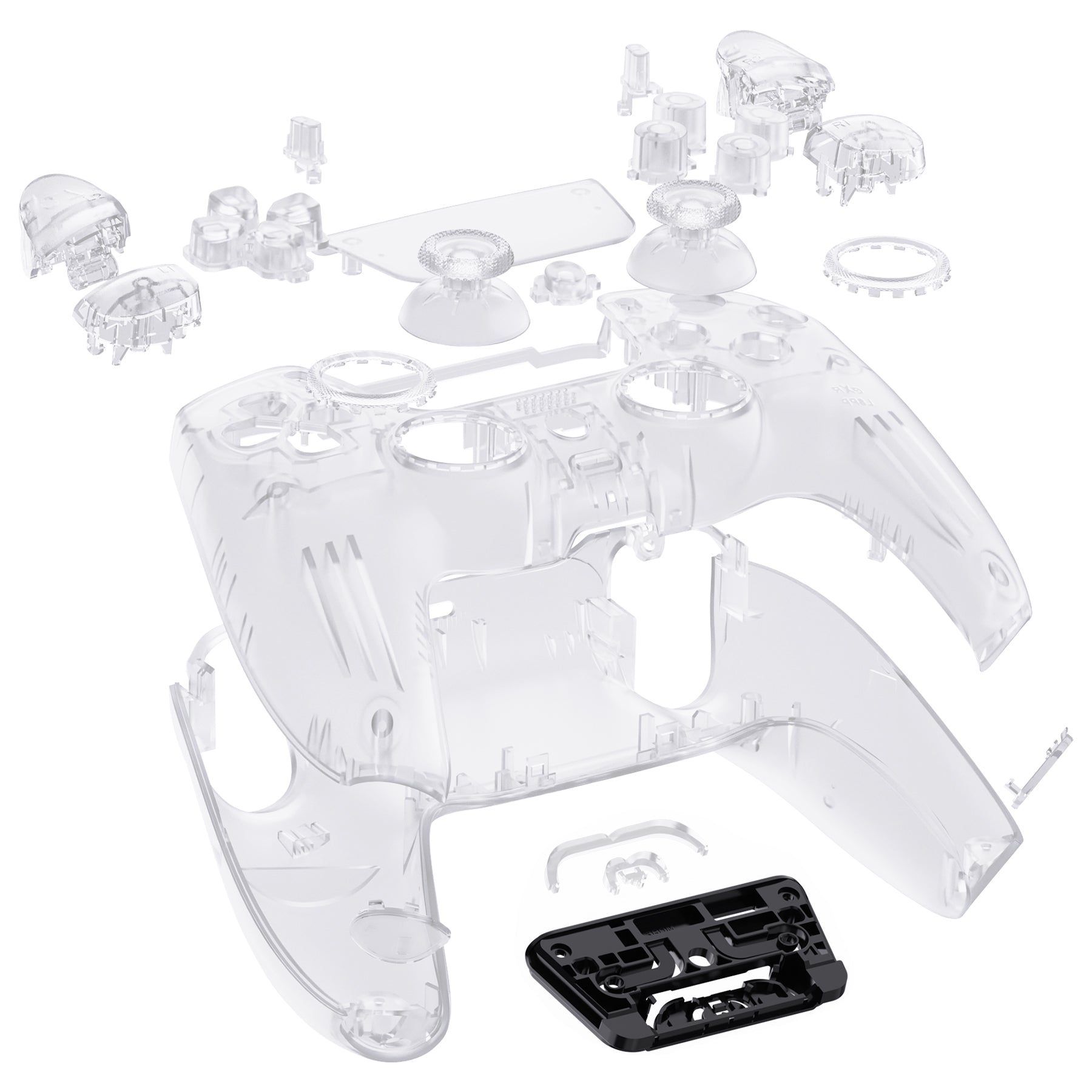 eXtremeRate LUNA Redesigned Replacement Full Set Shells with Buttons Compatible with PS5 Controller BDM-030/040 - Clear eXtremeRate