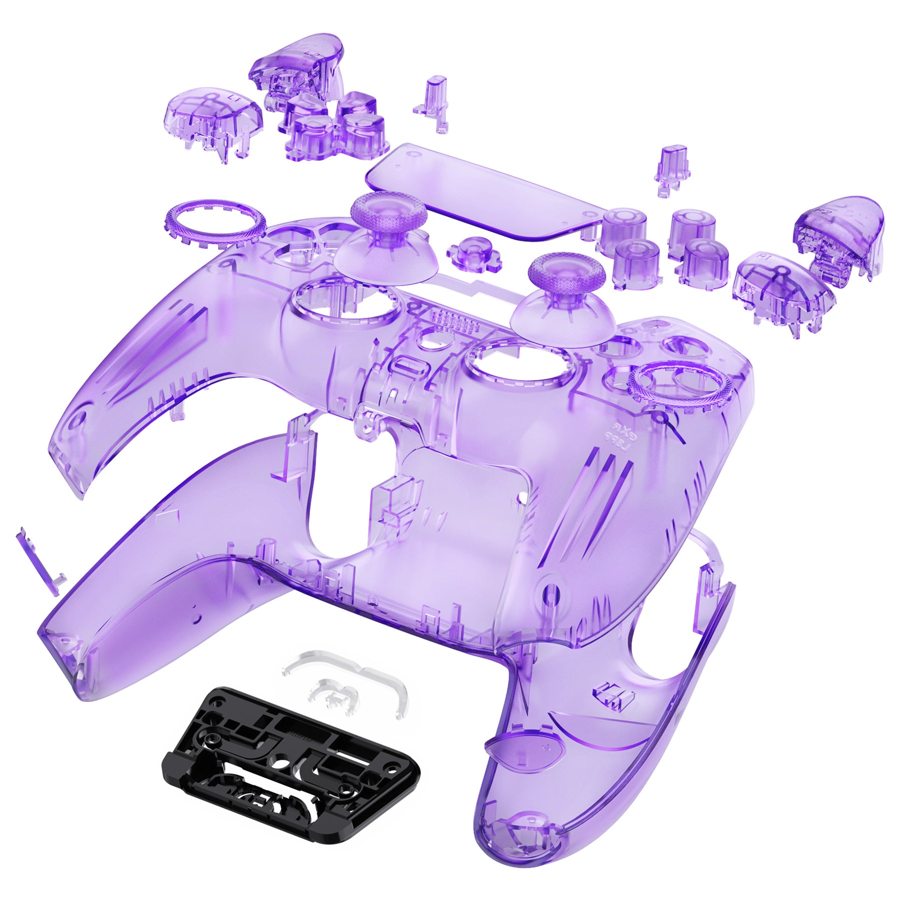 eXtremeRate LUNA Redesigned Replacement Full Set Shells with Buttons Compatible with PS5 Controller BDM-030/040 - Clear Atomic Purple eXtremeRate