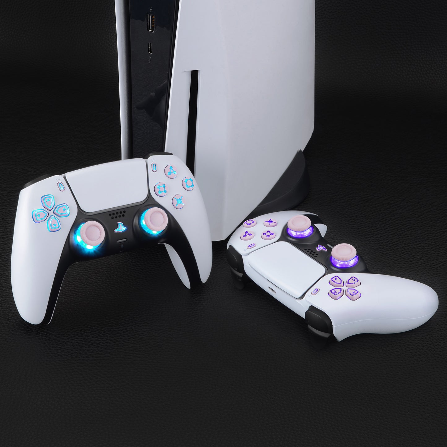 eXtremeRate Multi-Colors Luminated Buttons DTF V3 LED Kit for PS5 Controller BDM-030/040/050 - Cherry Blossoms Pink