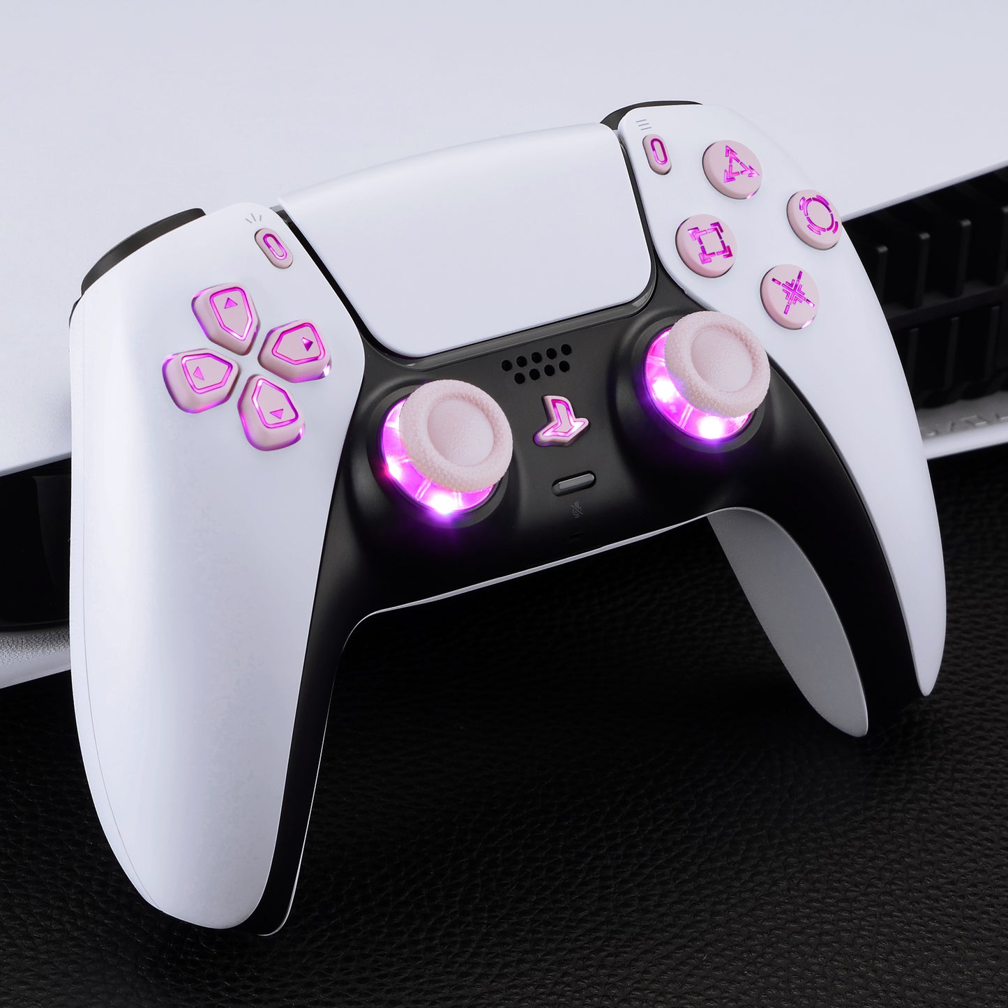 eXtremeRate Multi-Colors Luminated Buttons DTF V3 LED Kit for PS5 Controller BDM-030/040/050 - Cherry Blossoms Pink