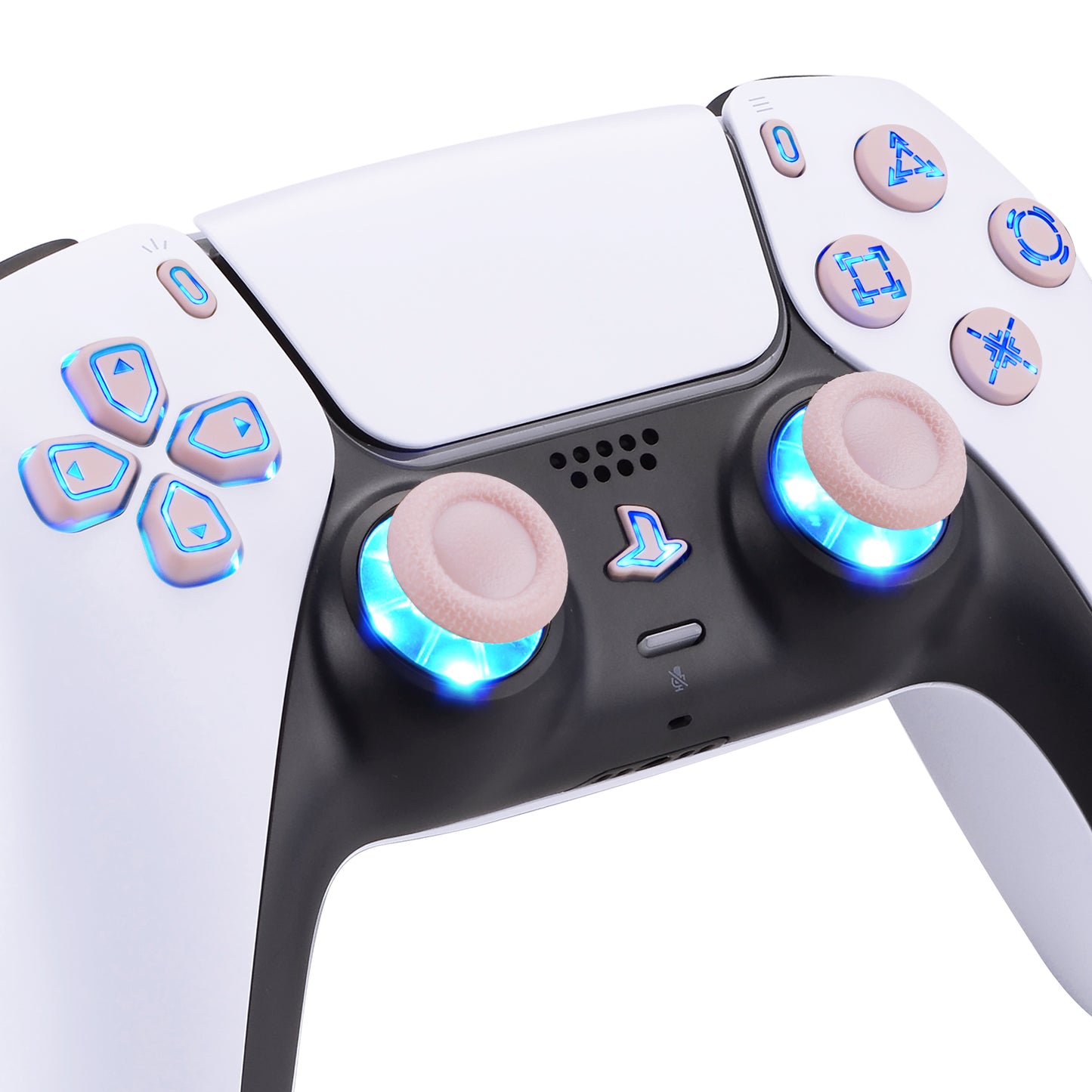 eXtremeRate Multi-Colors Luminated Buttons DTF V3 LED Kit for PS5 Controller BDM-030/040/050 - Cherry Blossoms Pink