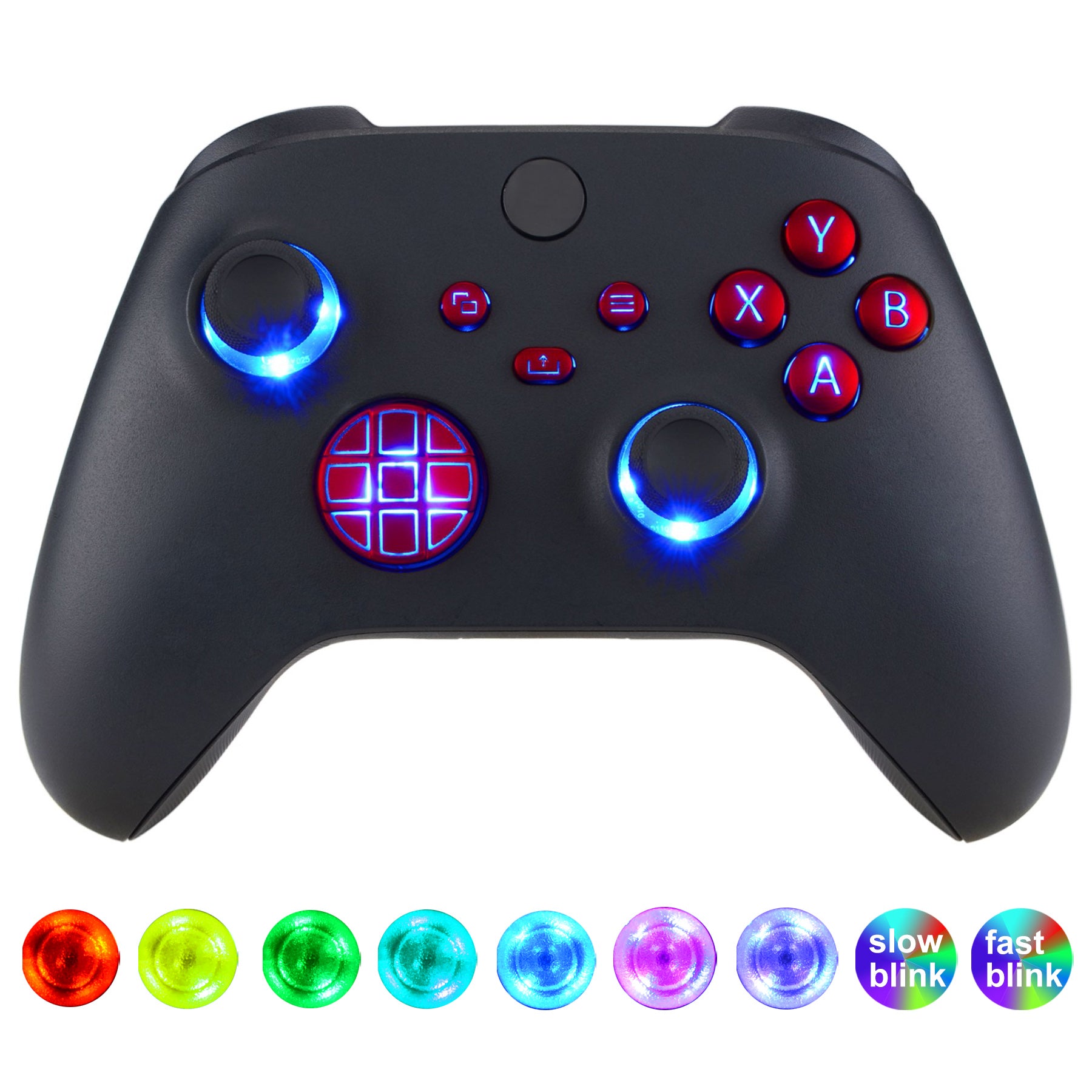 eXtremeRate Multi-Colors Luminated D-pad Thumbsticks Start Back Sync ...