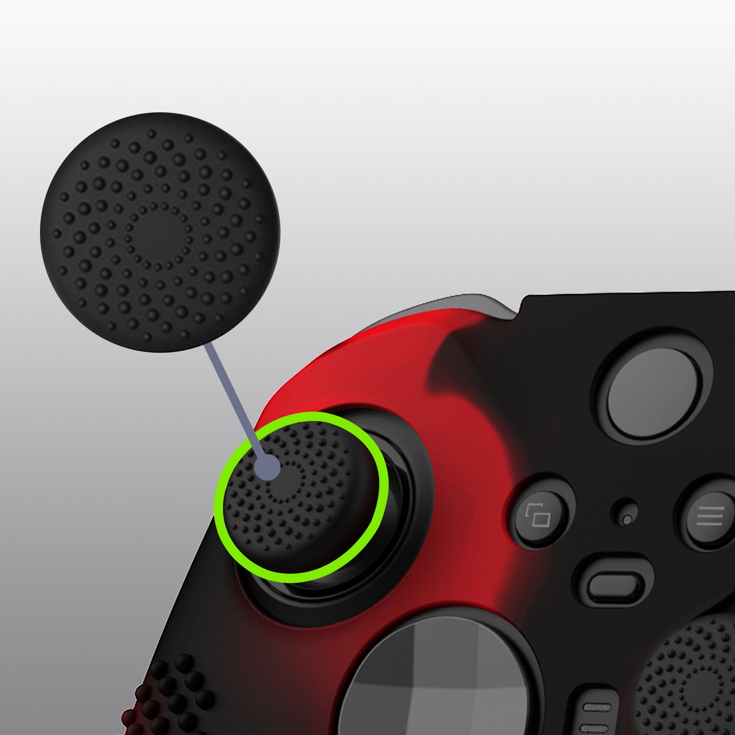 eXtremeRate PlayVital Protective Anti-Slip Silicone Case with Thumb Grips Caps for Xbox One Elite Series 2 & Elite 2 Core Controller - Black & Red