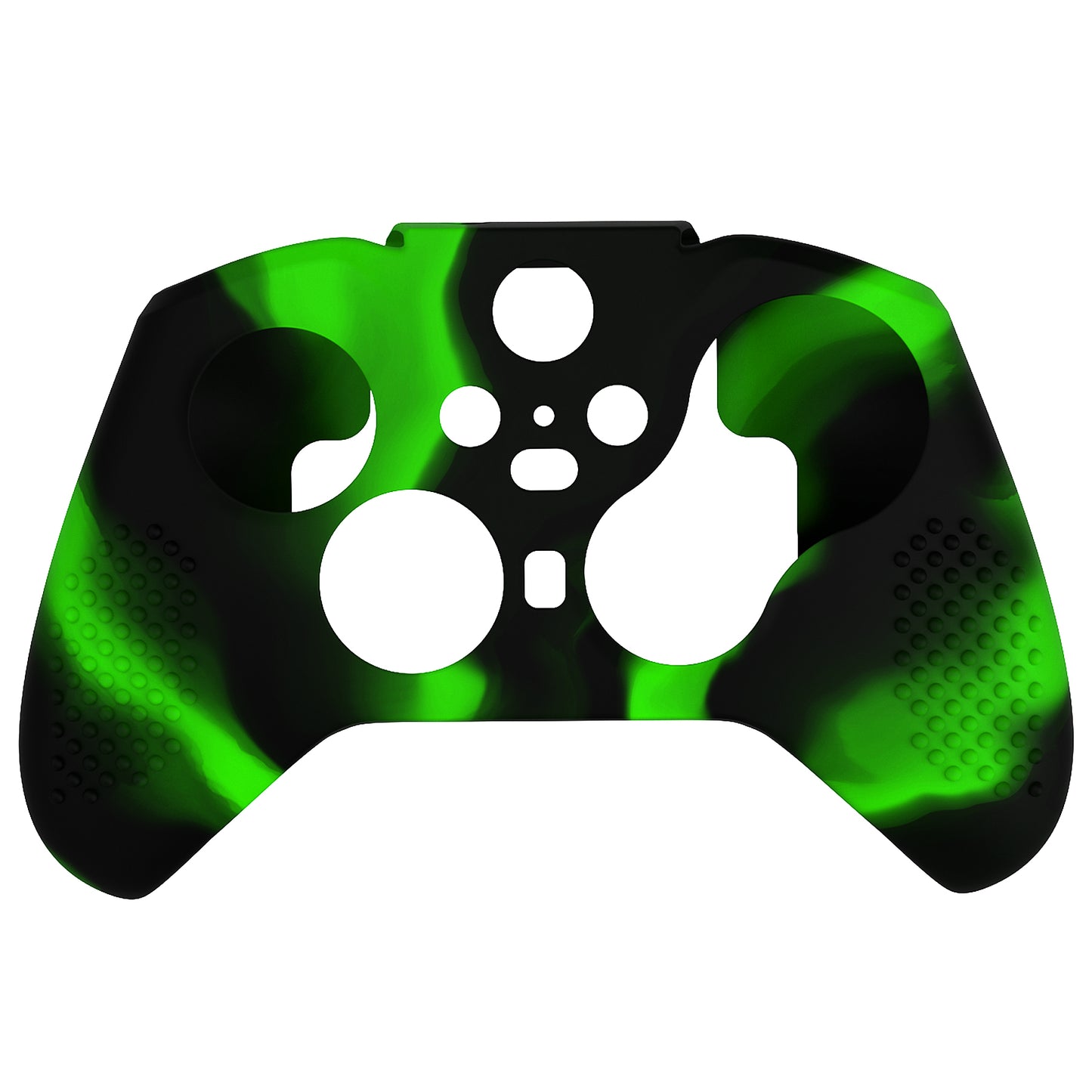 eXtremeRate PlayVital Protective Anti-Slip Silicone Case with Thumb Grips Caps for Xbox One Elite Series 2 & Elite 2 Core Controller - Green & Black