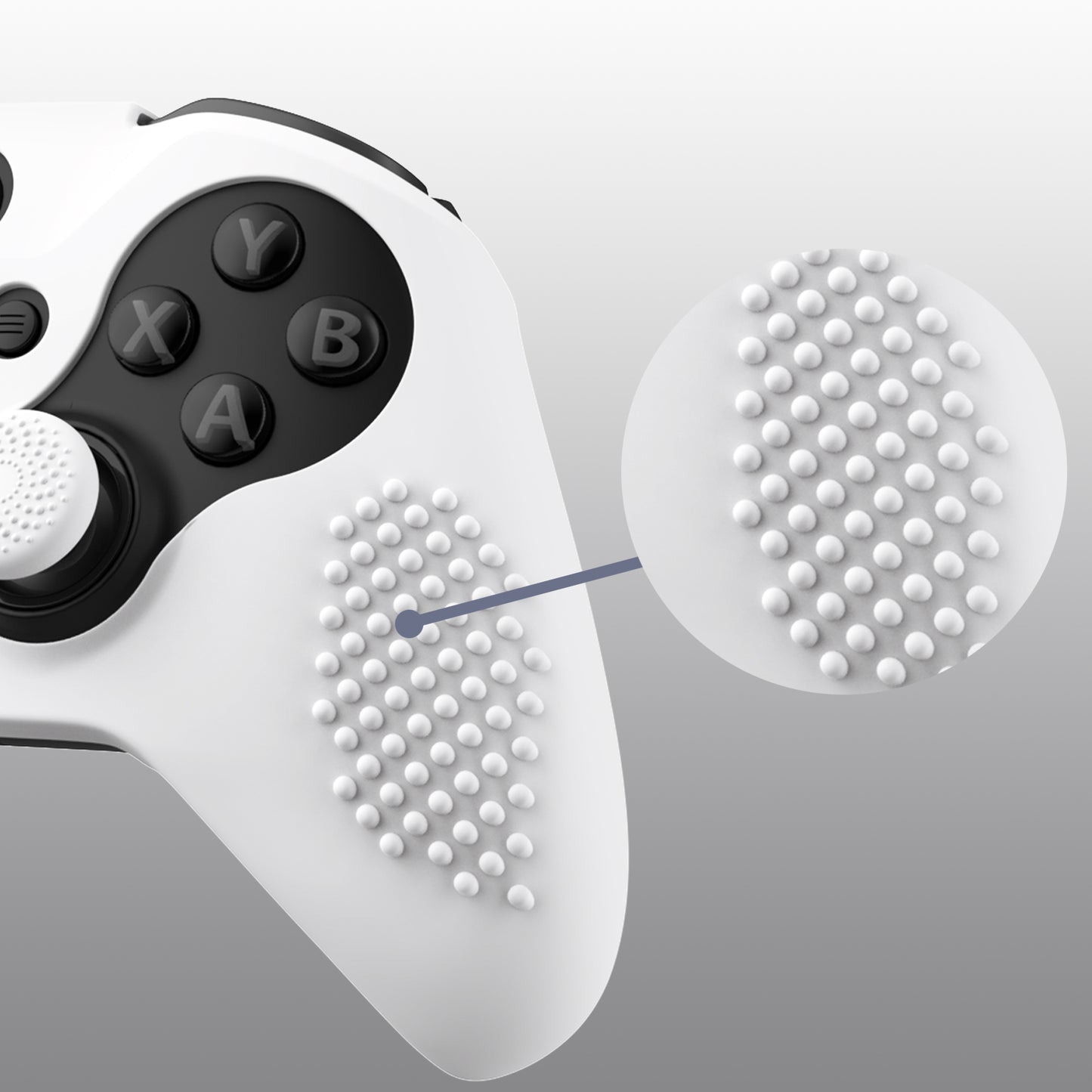 eXtremeRate PlayVital Protective Anti-Slip Silicone Case with Thumb Grips Caps for Xbox One Elite Series 2 & Elite 2 Core Controller - White