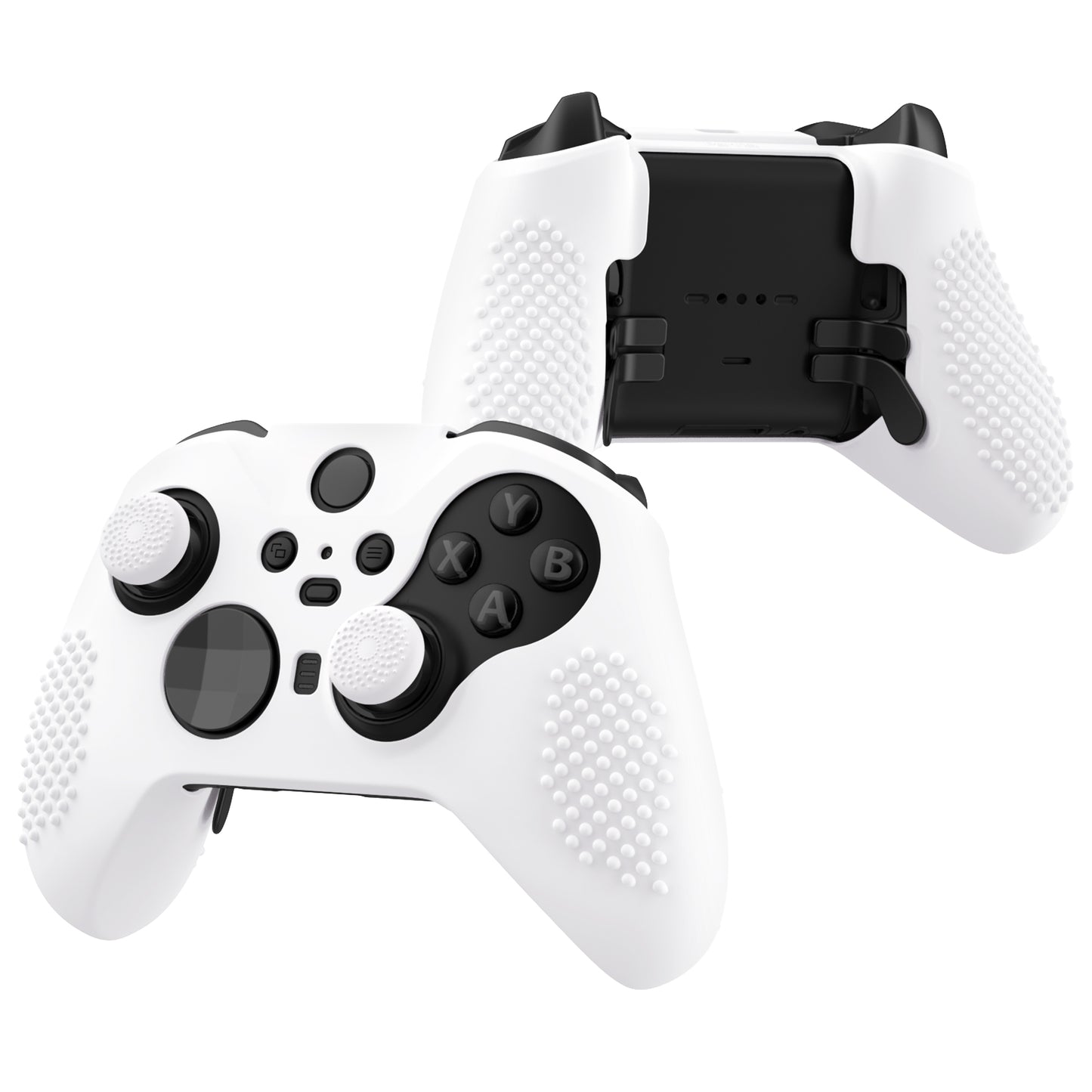 eXtremeRate PlayVital Protective Anti-Slip Silicone Case with Thumb Grips Caps for Xbox One Elite Series 2 & Elite 2 Core Controller - White