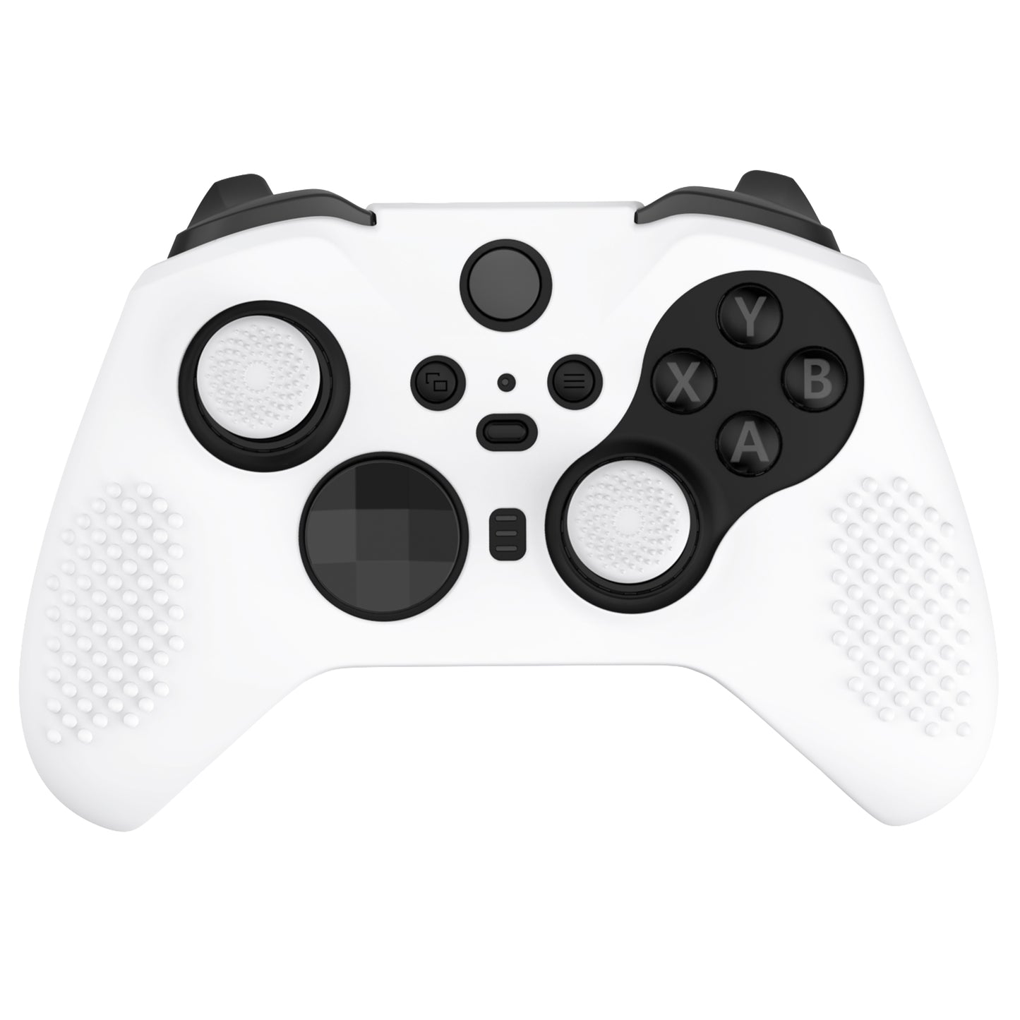 eXtremeRate PlayVital Protective Anti-Slip Silicone Case with Thumb Grips Caps for Xbox One Elite Series 2 & Elite 2 Core Controller - White