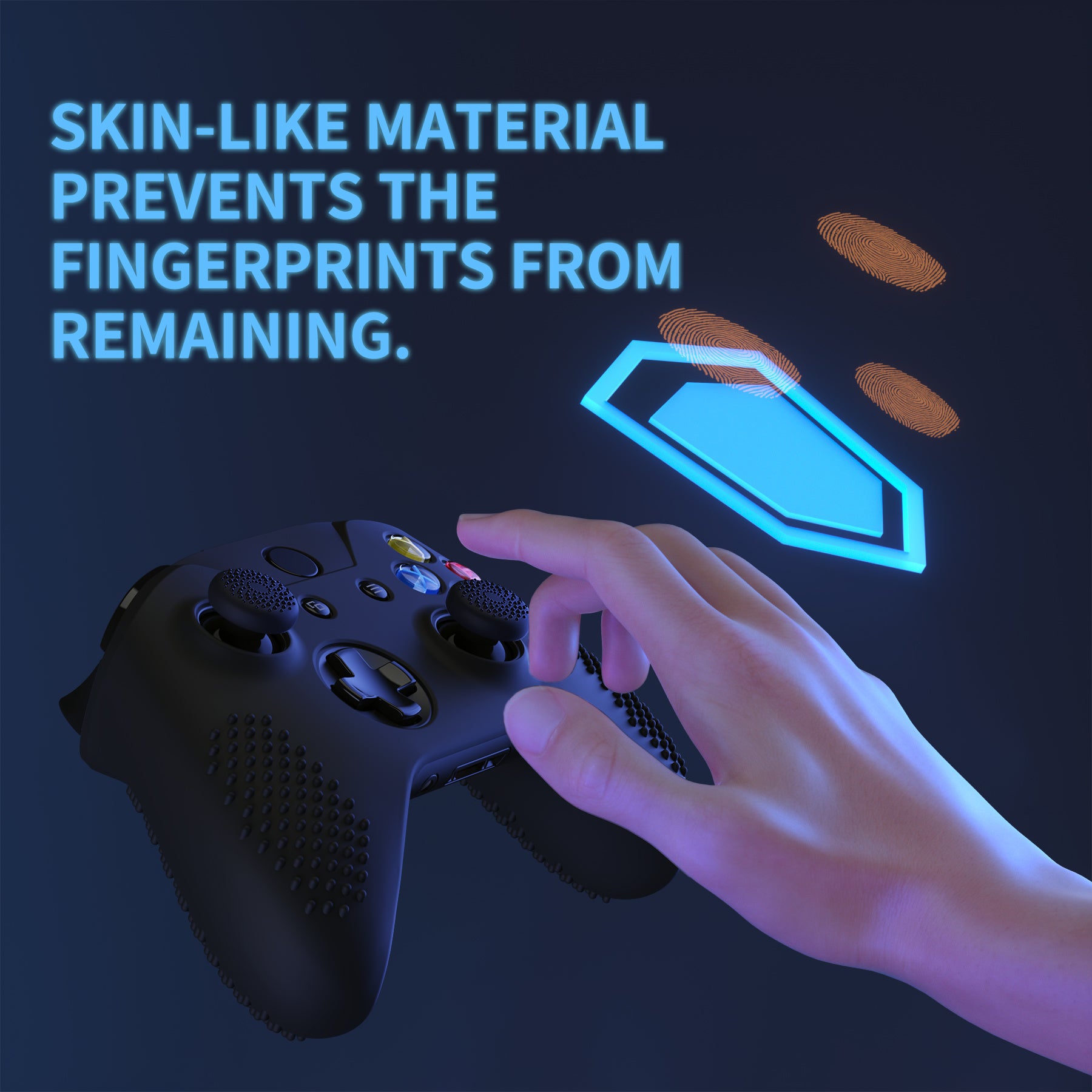 eXtremeRate Protective Anti-Slip Silicone Case with Thumb Grips Caps for Xbox One X & S Controller - Black eXtremeRate