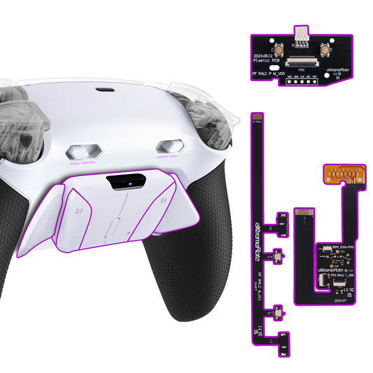 eXtremeRate RISE4 Plus MAX Back Paddles Kit with Clicky Trigger Stops & Rubberized Grip for PS5 Controller BDM-030/040 /050 - Rubberized White Black - White