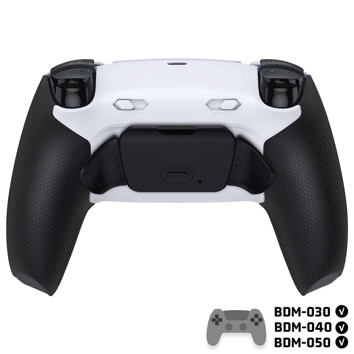 eXtremeRate RISE Plus MAX Back Paddles Kit with Clicky Trigger Stops & Rubberized Grip for PS5 Controller BDM-030/040 /050 - Rubberized White Black - Black