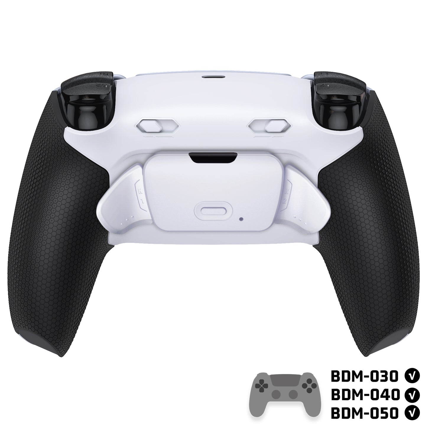 eXtremeRate RISE Plus MAX Back Paddles Kit with Clicky Trigger Stops & Rubberized Grip for PS5 Controller BDM-030/040 /050 - Rubberized White Black - White