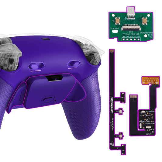 eXtremeRate RISE Plus MAX Back Paddles Kit with Clicky Trigger Stops & Rubberized Grip for PS5 Controller BDM-030/040 /050 - Rubberized Galactic Purple