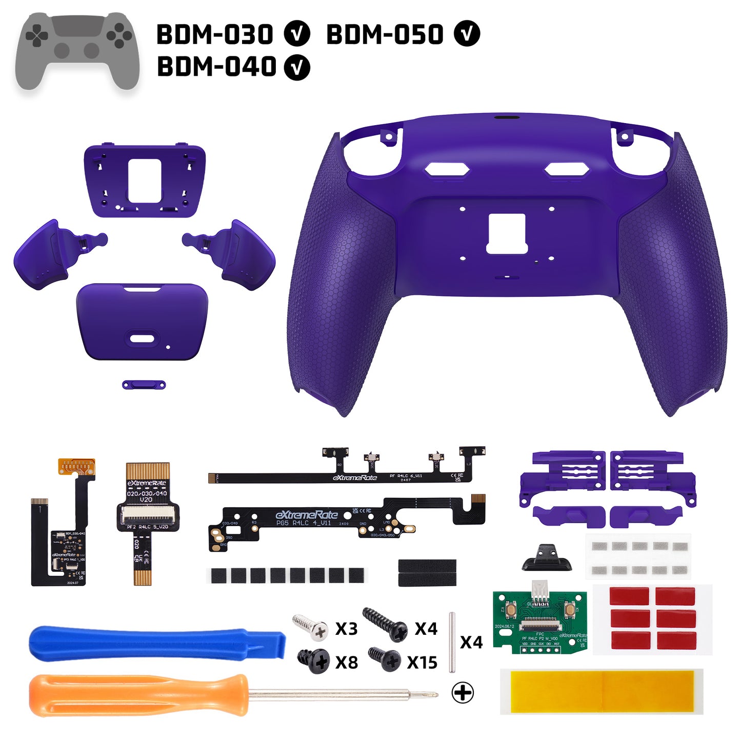 eXtremeRate RISE Plus MAX Back Paddles Kit with Clicky Trigger Stops & Rubberized Grip for PS5 Controller BDM-030/040 /050 - Rubberized Galactic Purple