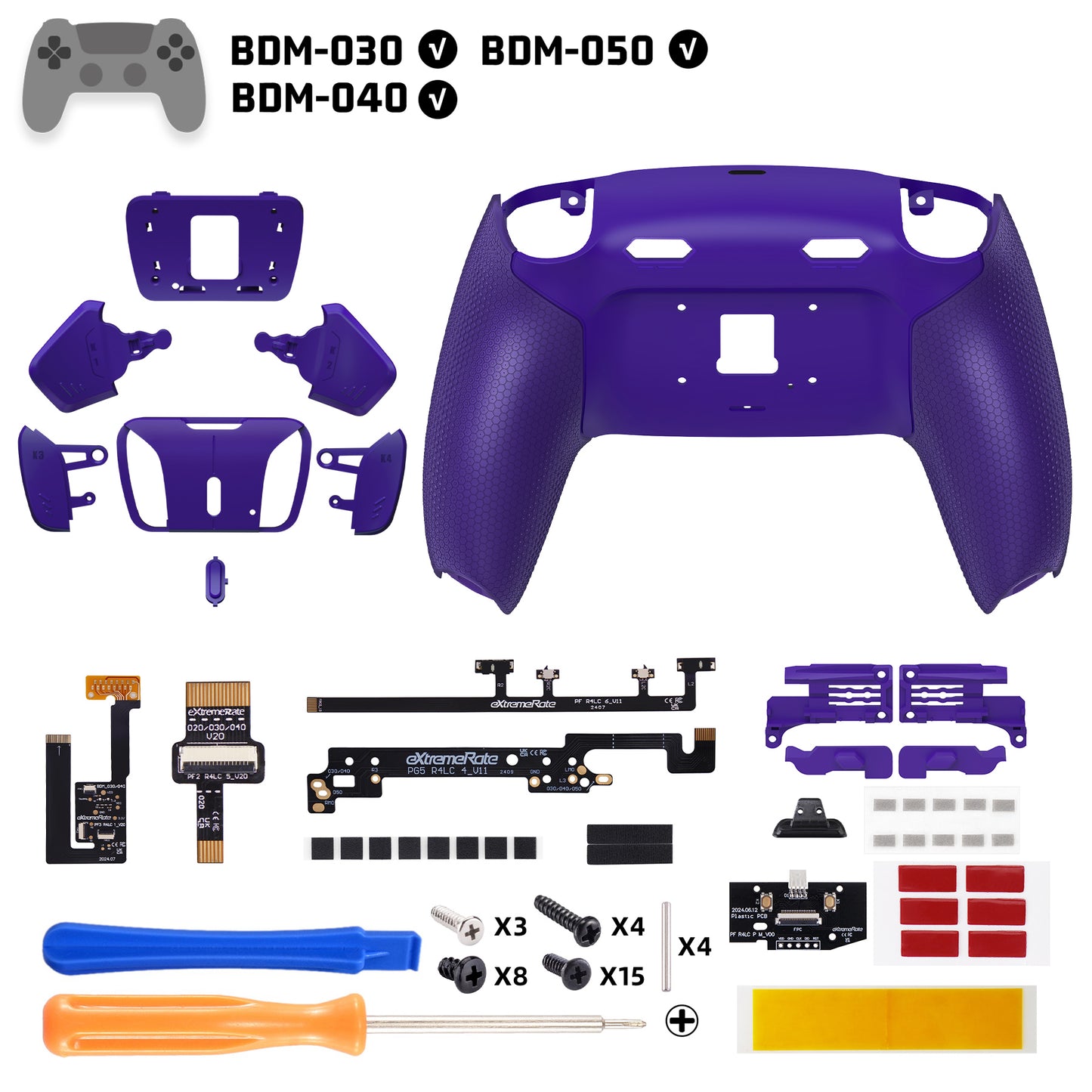 eXtremeRate RISE4 Plus MAX Back Paddles Kit with Clicky Trigger Stops & Rubberized Grip for PS5 Controller BDM-030/040 /050 - Rubberized Galactic Purple